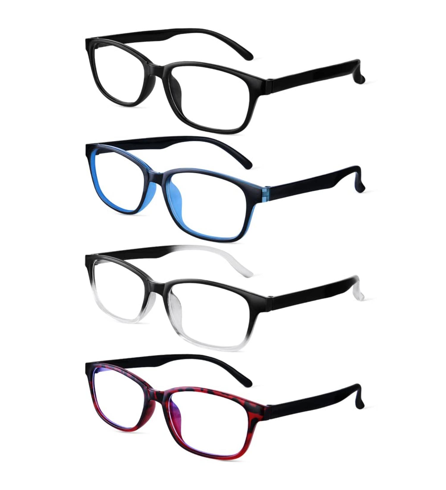 ACWOO Blue Light Filter Glasses 4-Set | Anti Blue Light Vintage PC Gaming Glasses for Men & Women - Transparent Leopard Blue Black - Buy Online on GoSupps.com