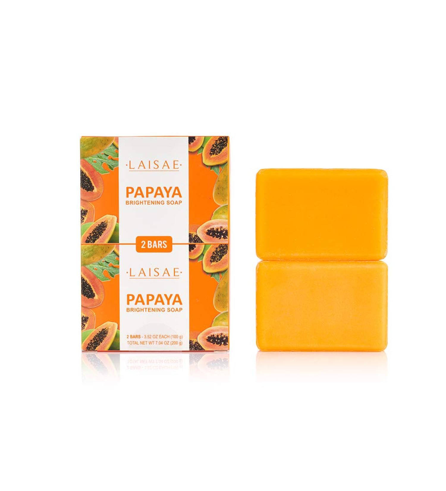 Papaya Brightening Soap with Niacinamide & Jojoba Oil for Acne Scars, Age Spots, Fine Lines - 3.52 Oz (2 Bars) - Buy Online on GoSupps.com