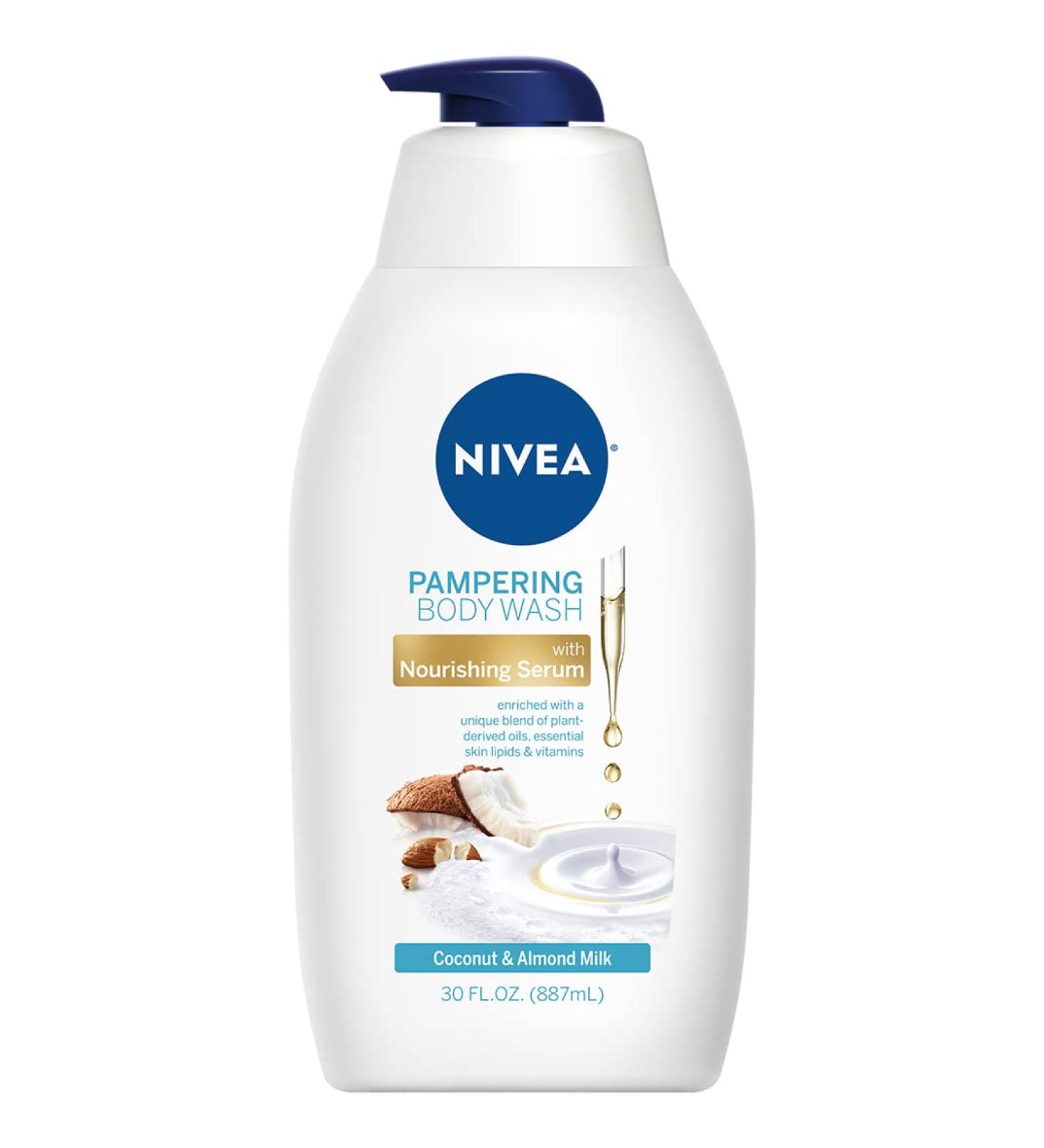 NIVEA Coconut & Almond Milk Moisturizing Body Wash 30 Fl Oz - For Dry Skin - Buy Online on GoSupps.com