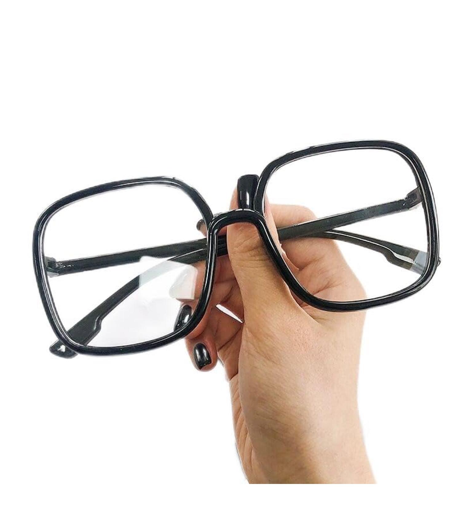 Square Blue Light Blocking Retro Oversized Reading Glasses - Anti-UV +300 Black Eyewear - Buy Online on GoSupps.com