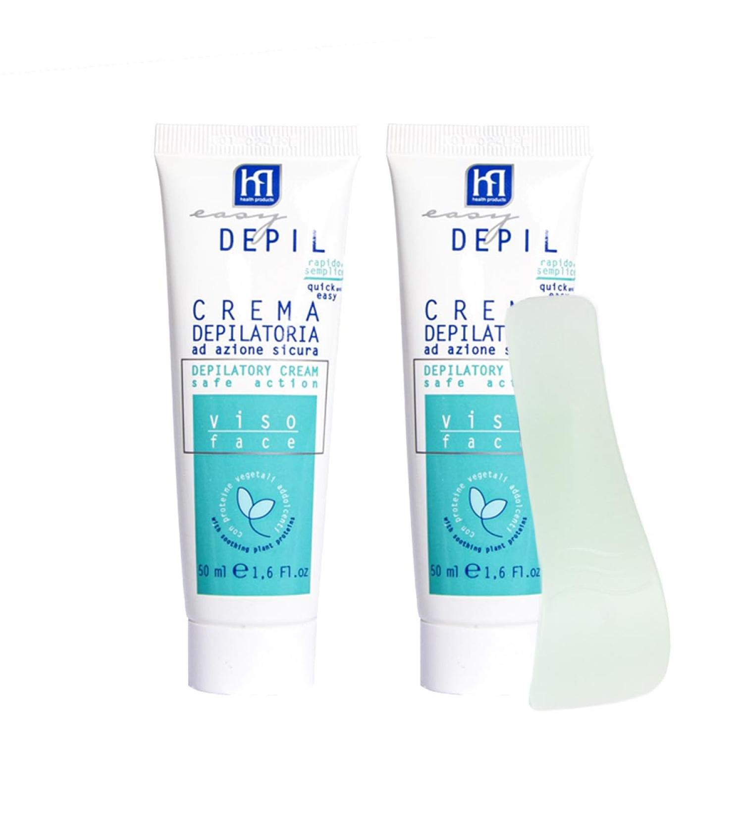  HP HEALTH PRODUCTS EASY DEPIL Easy Depil Pack of 2 facial hair removal creams (for flyaways cheek hair chin eyebrows) of 50 ml quick and easy to use effective safe with softening plant proteins. - Buy Online on GoSupps.com
