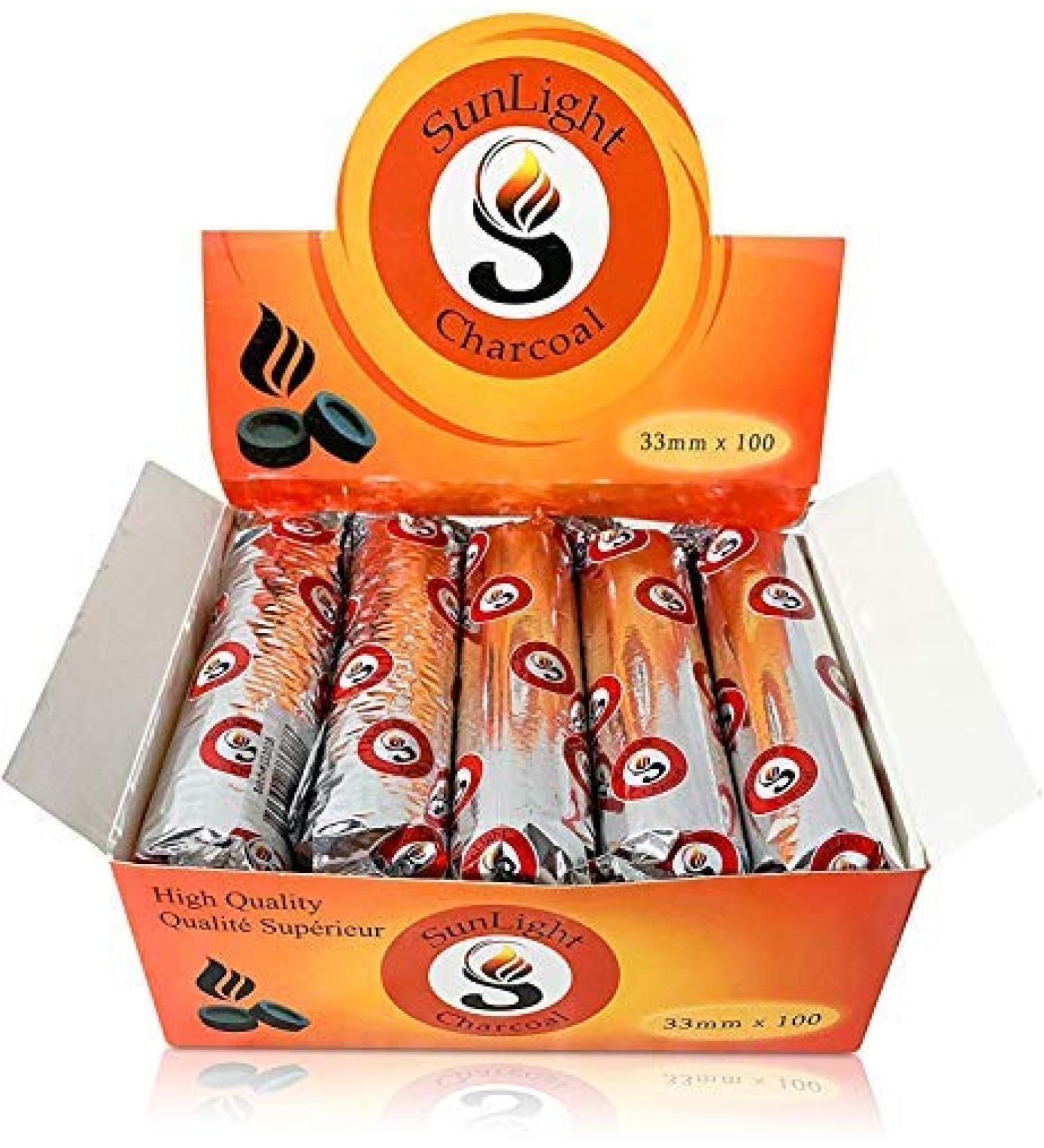 Quick Light Charcoal Tablets 33mm - Pack of 100, for Resin Burner Rolls and Incense - Instant Fire Coal Briquettes - Buy Online on GoSupps.com