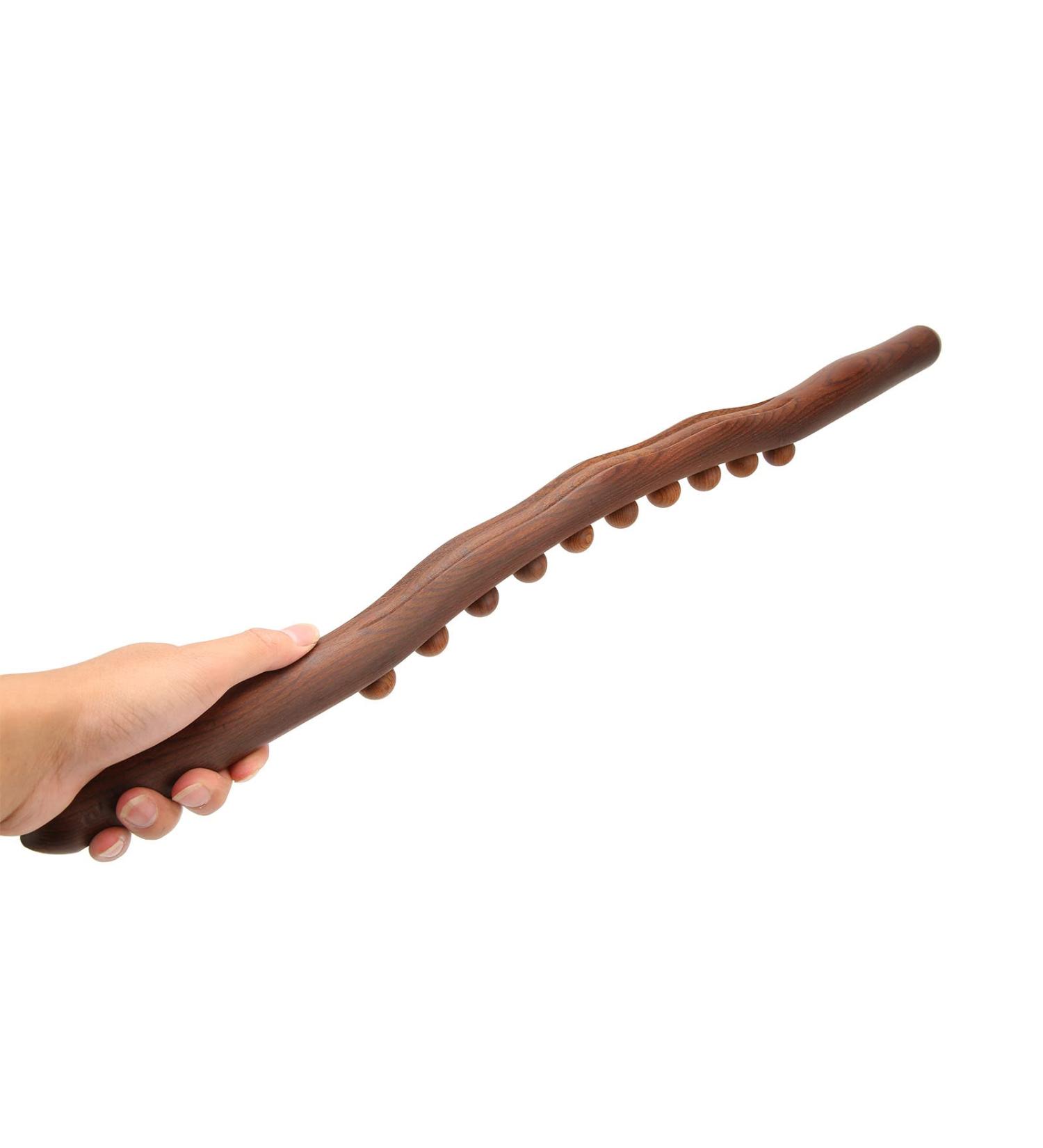 Muscle Massage Wooden Stabber - Ten Pearls Carbonized Beech Roller Stick with Slipproof Grip - 10 Massage Points GUA SHA Rod for Back Massage - Buy Online on GoSupps.com