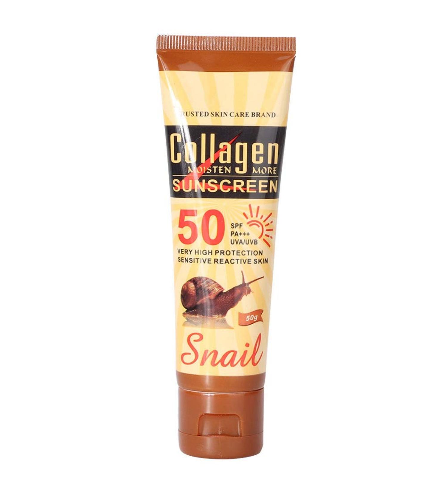 Whitening Moisturizing Facial Sunscreen - Non-Greasy UV Protection Cream with Collagen & Snail Extract (50g) - Durable & Clear | International Shipping - Buy Online on GoSupps.com