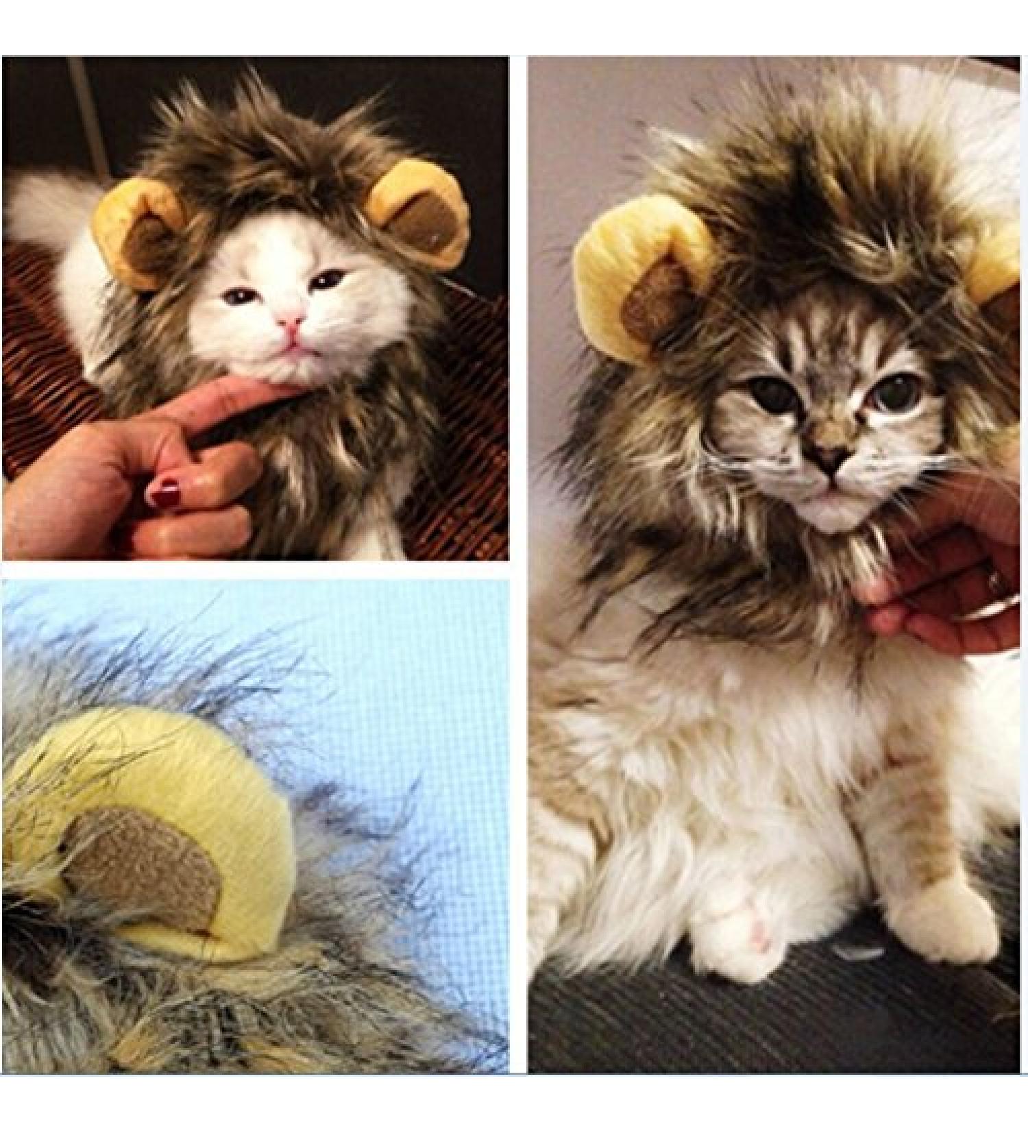 Yunt Pet Costume Lion Mane Wig for Dog Cat Christmas Xmas Santa Halloween Clothes Festival Fancy Dress up with Ears As Shown in Image - Buy Online on GoSupps.com