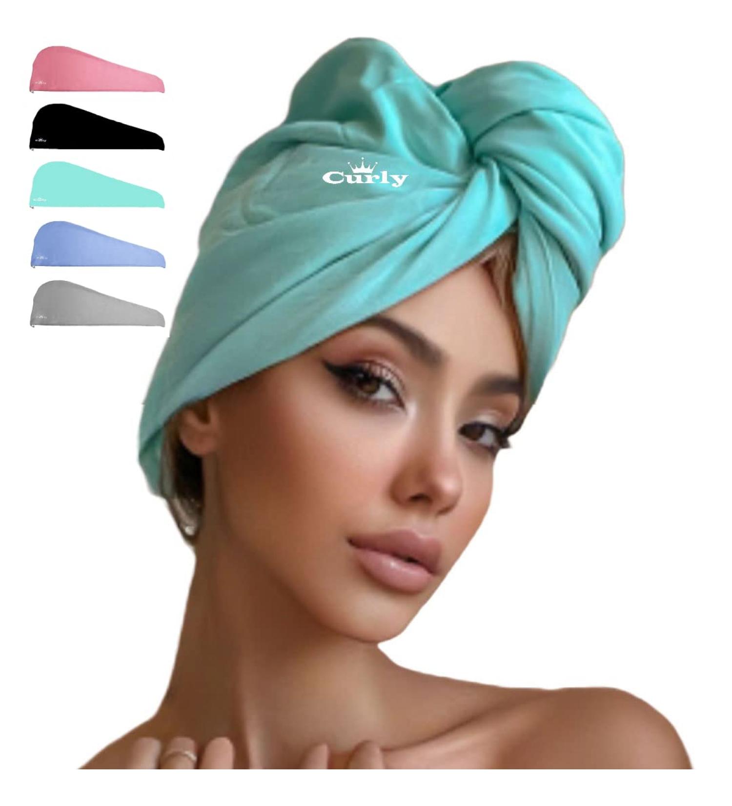 Cotton Towel (Turquoise) - Curly Queen 100% Cotton T-Shirt Double Layer - Extra Large Frizz-Free Towel for All Hair Types - Buy Online on GoSupps.com