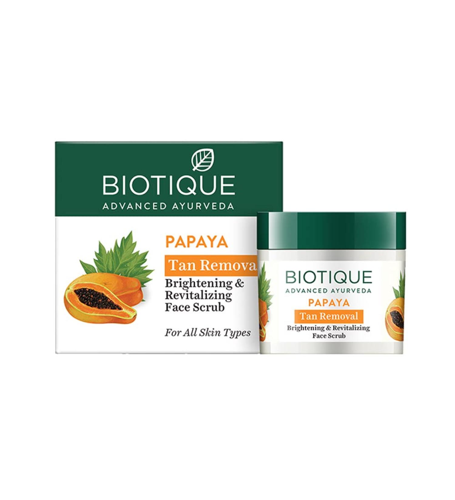 Biotique BIO PAPAYA Revitalizing Tan-Removal Scrub 75gm/2.65 Fl.Oz | Exfoliating Face Scrub - Buy Online on GoSupps.com