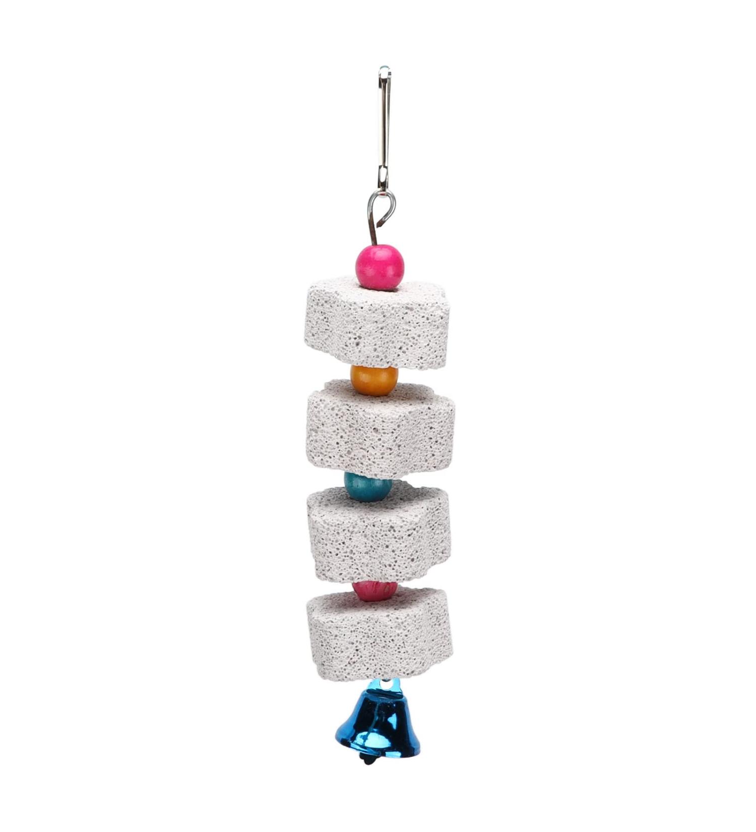 Buy Bird Chew Toy - Mineral Stone Molar Toy with Bell for Cockatoos Budgerigars Parakeets & Lovebirds | Beak Grinding Swing for Pet Birds - International Shipping Available - Buy Online on GoSupps.com