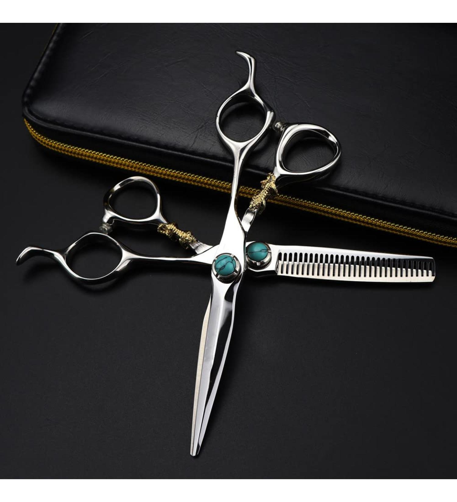 Hair Cutting Scissors 6 Inch Professional JP440c Steel Green Gem Hair Scissors Cutting Barber Tools Tiger Haircut Thinning Shears Hairdresser Scissors Set - Buy Online on GoSupps.com