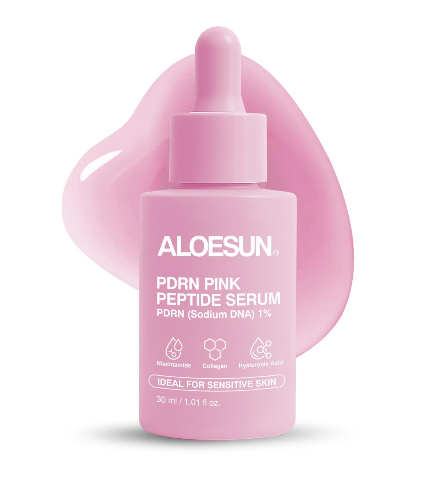 ALOESUN Salmon DNA PDRN Pink Peptide Niacinamide Face Serum - Korean Skin Care - Hydrating Moisturizing Firming Uneven Tone & Dark Spots - Collagen Support Complex - Lightweight Finish - 1.01 Fl Oz - Buy Online on GoSupps.com