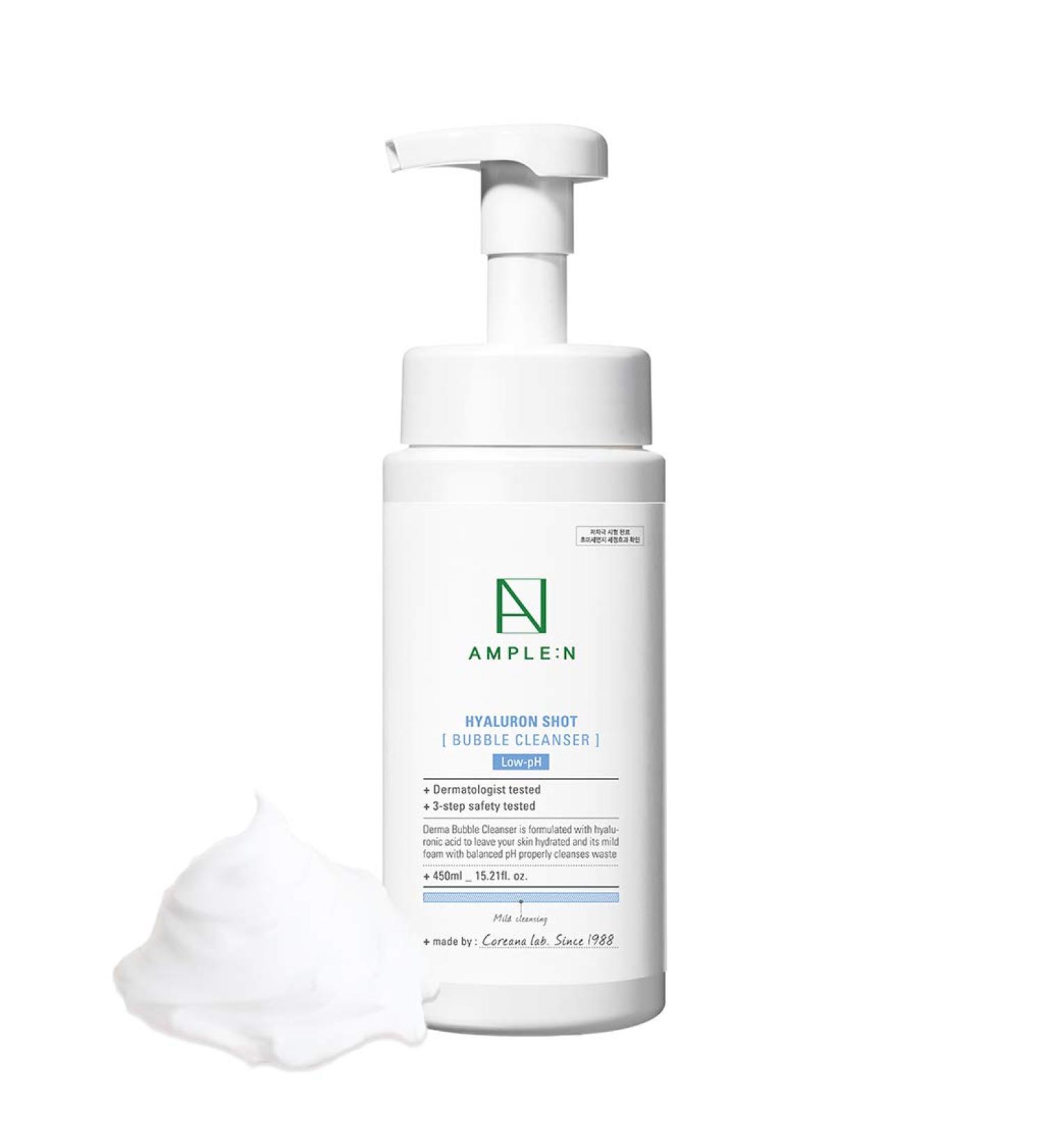 COR ANA AMPLE:N Hyaluron Shot Bubble Cleanser - Moisturizing Foaming Face Wash with Hyaluronic Acid for Sebum Control & Refined Texture - 15.2 fl. oz - Buy Online on GoSupps.com