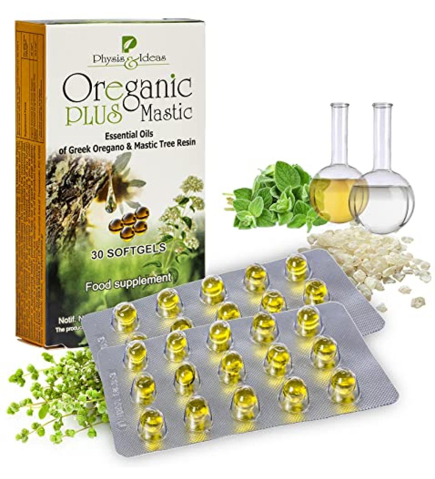 Oreganic Plus Mastic Organic Wild Oregano Oil Capsules & Mastic Gum Oil - Immune Defense, Intestinal & Stomach Relief - Gut Restore, Kids Immune Support - 30 Pack - Buy Online on GoSupps.com