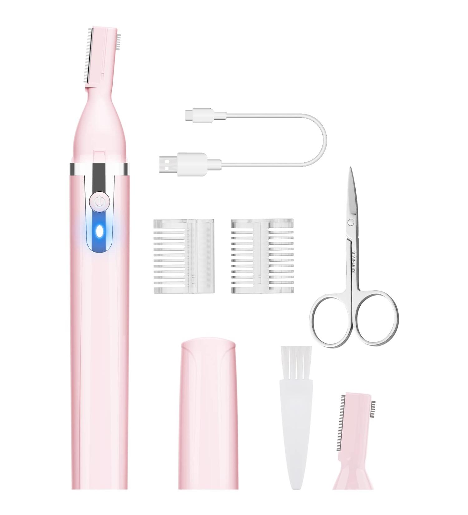 Rechargeable Electric Eyebrow Trimmer for Women - Painless Facial Hair Shaver & Detail Razor in Pink | Perfect for Face Neck and Lips - Buy Online on GoSupps.com