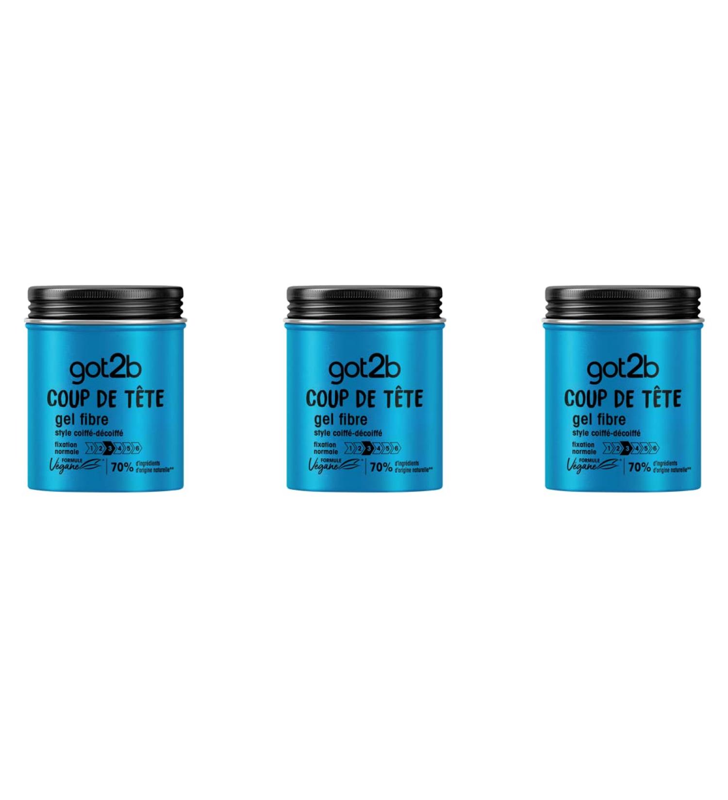 Schwarzkopf - Got2b - Hair Styling Gel - Men's Hair Styling - Coup de T te - Fiber Gel - Normal Hold - Tousled Style - 100 ml Jar (pack of 3) - Buy Online on GoSupps.com