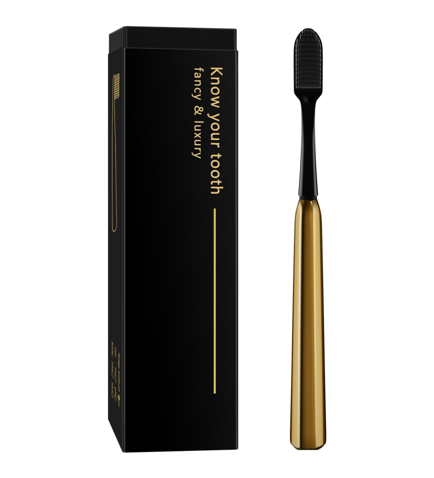 Z-VAPRESS Gold Ceramic Travel Toothbrush - Luxury Golden Plated Design + 2 Bonus Soft Silicone Replacement Heads - Buy Online on GoSupps.com