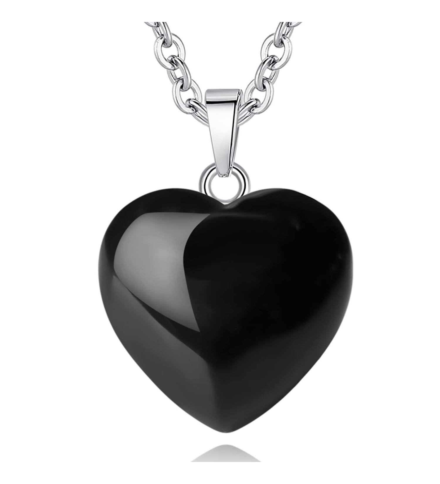 Black Obsidian Heart Crystal Necklace for Women - Reiki Energy, Mother's Day Gift - Buy Online on GoSupps.com