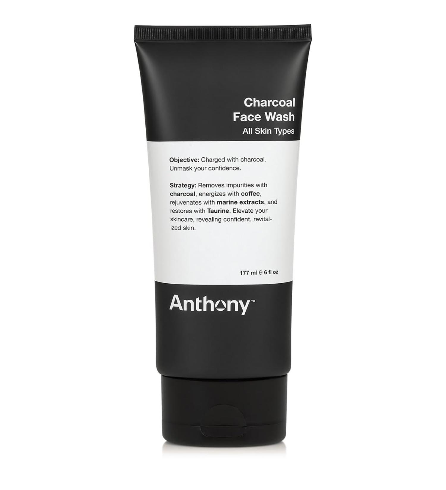Anthony Charcoal Face Wash for Men - Detox Energize & Rejuvenate | Sulfate & Paraben-Free with Coffea Arabica & Marine Extracts | 6 Fl Oz - International Shipping Available - Buy Online on GoSupps.com