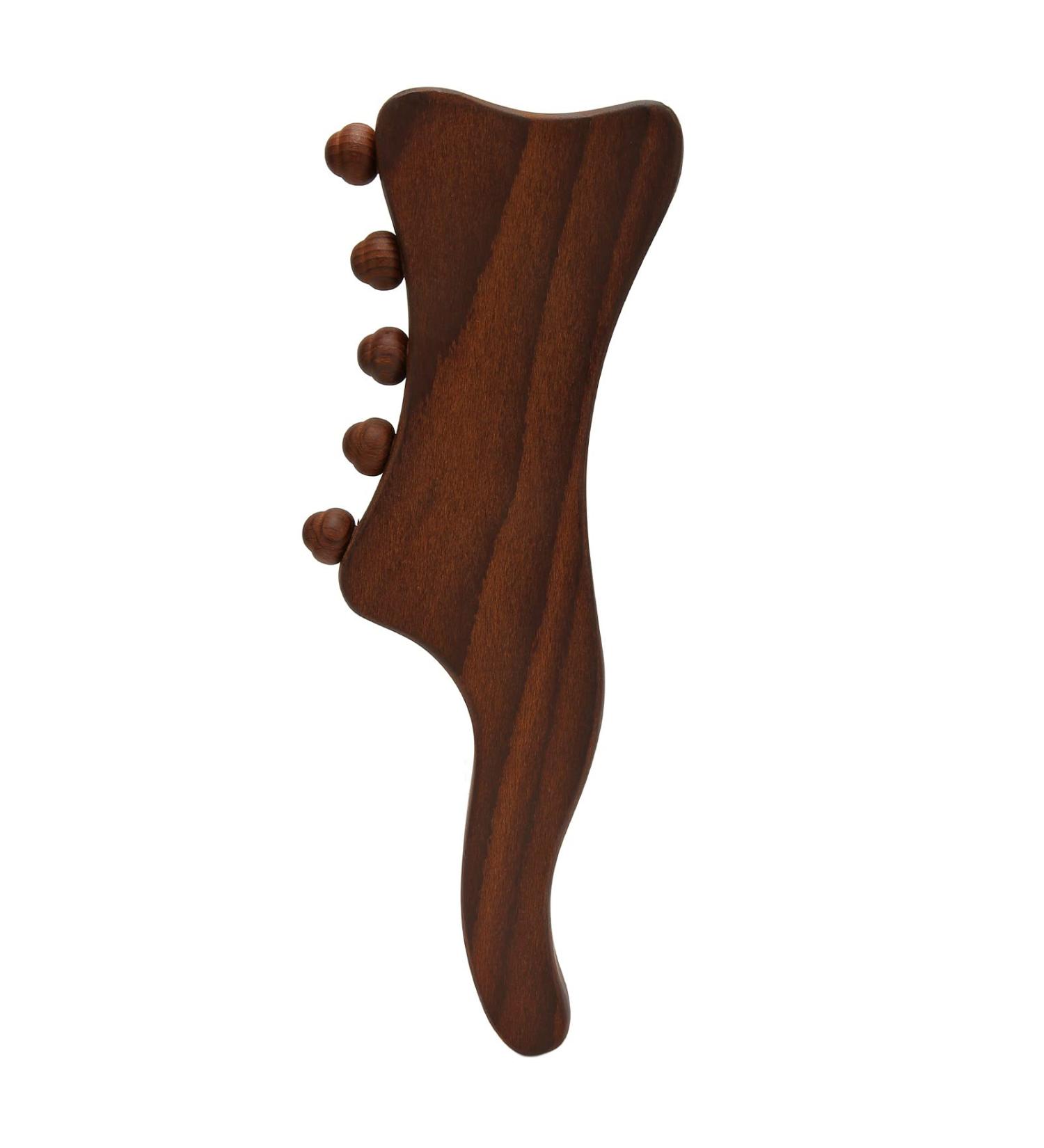 Natural Beech Wooden Gua Sha Stick - 5 Massage Points for Neck Back & Shoulder Relief - Buy Online on GoSupps.com