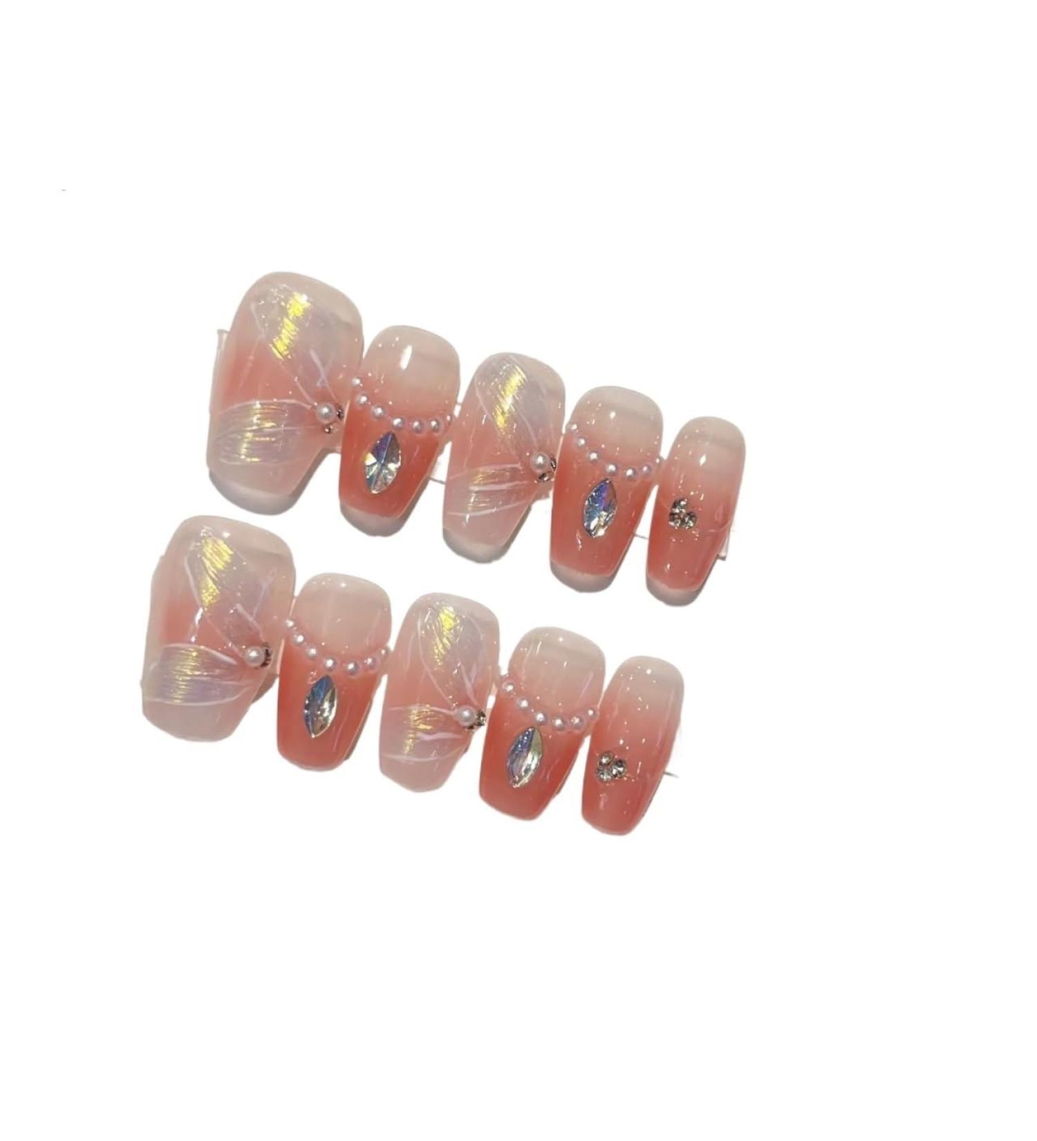 Handmade acrylic pink blush wearable false nails with glue full cover short press on nails lovely girls Nail enhancement (Color : 16 Size : S) - Buy Online on GoSupps.com