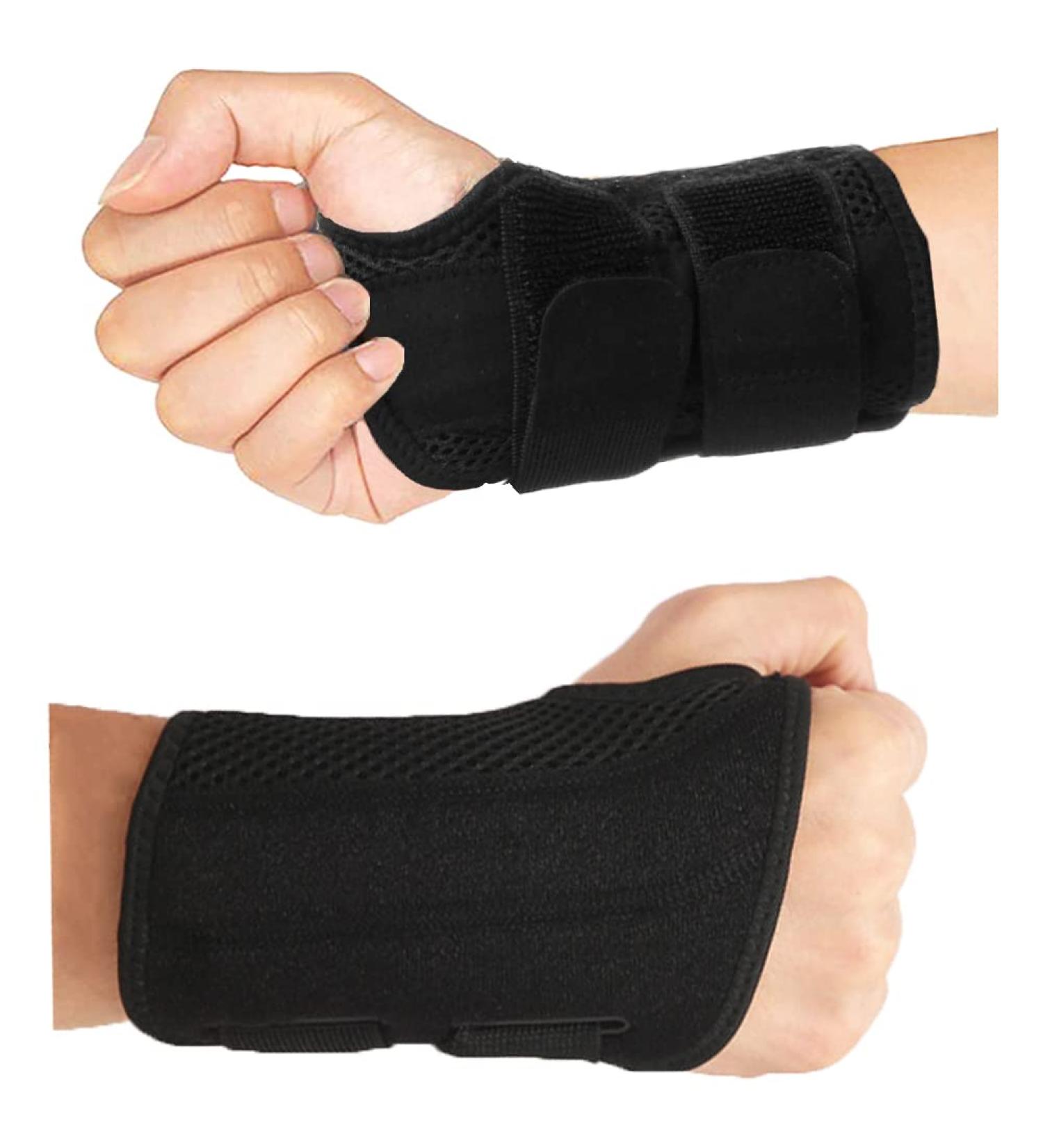 HYCOPROT Adjustable Wrist Support Brace for Men and Women - Breathable Carpal Tunnel Splint for Tendonitis, Arthritis, Sprains - S/M, Black, Right Hand - Buy Online on GoSupps.com