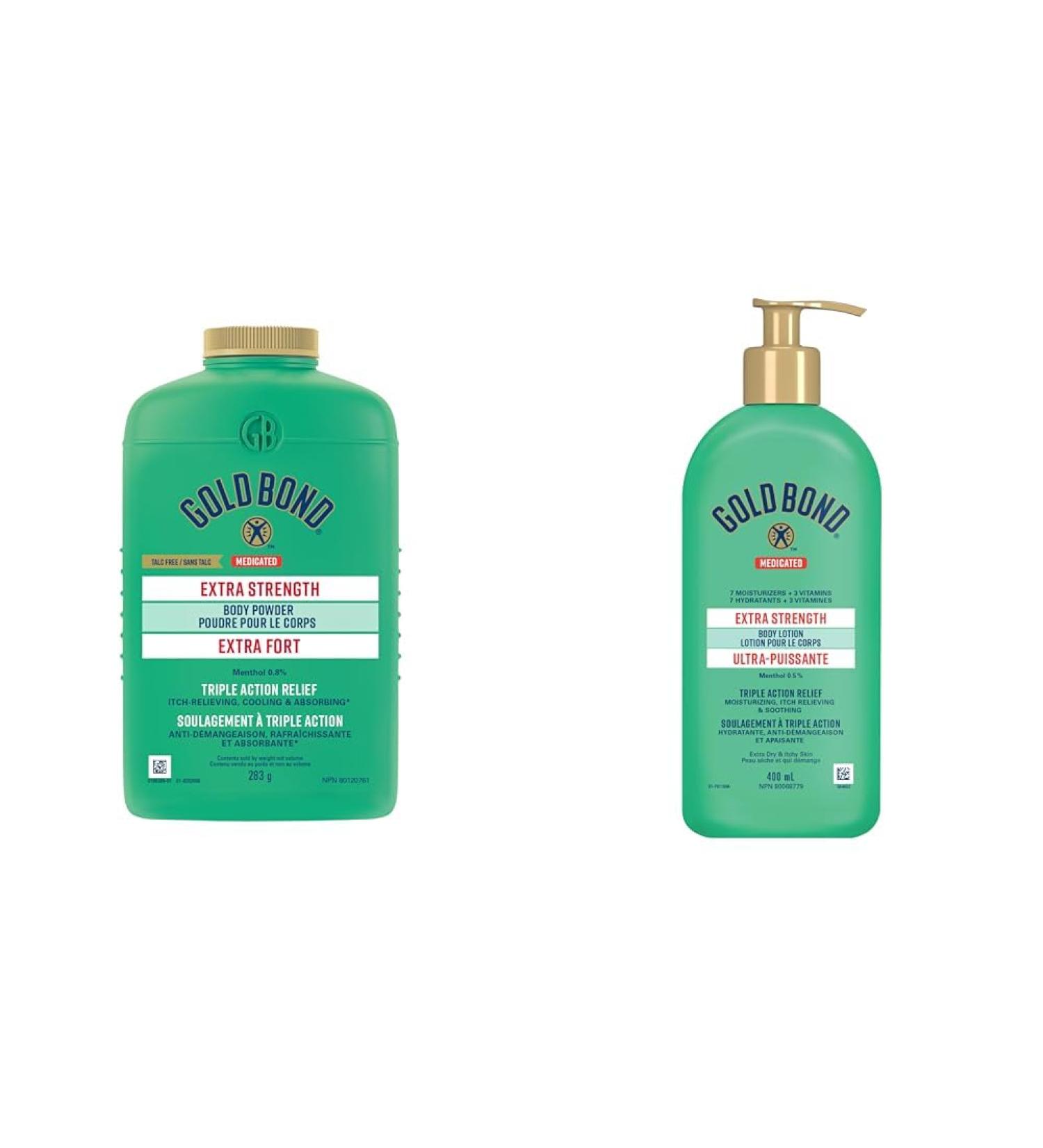 Gold Bond Extra Strength Medicated Body Powder 283g Bottle Cornstarch-Based Moisture Absorbing & Extra Strength Body Lotion 400ml Pump Bottle Medicated Lotion SUBSTANCE + SKIN_MOISTURIZER 50120967 - Buy Online on GoSupps.com