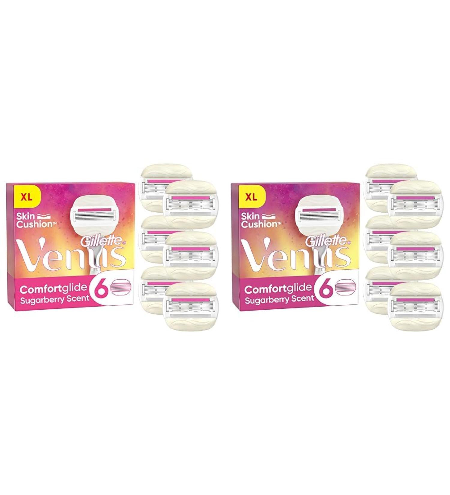Gillette Venus Comfortglide Festival Razor blades women 6 replacement blades for women's razors with 5-fold blade which ensure thorough shave and completely smooth skin (pack with 2) 6 pieces (2 pack)