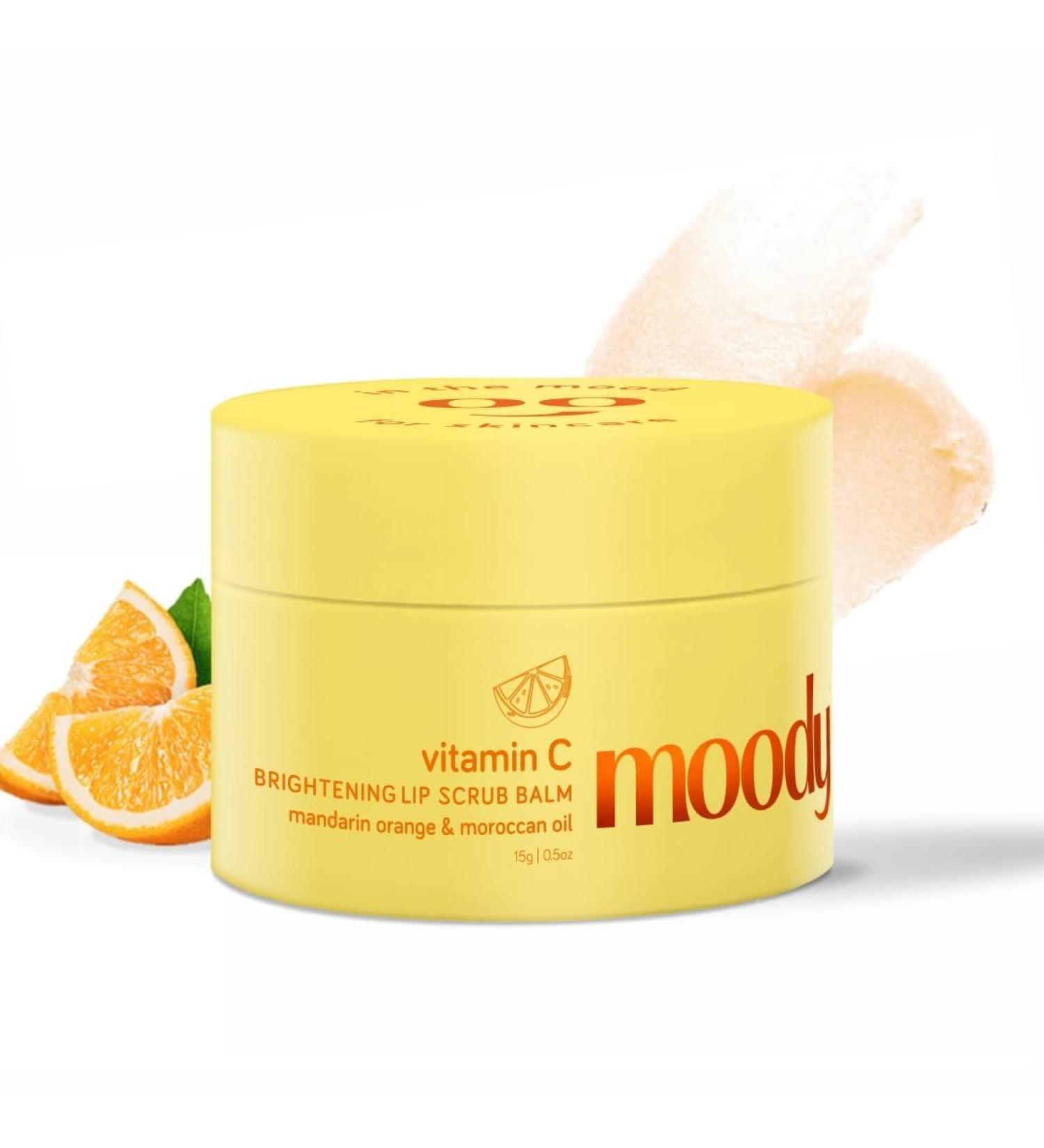 Vitamin C Lip Scrub Balm - 85% Dark Lip Reduction Heals Chapped Lips Mandarin Orange & Argan Oil 100% Vegan - 15gm for Men & Women - Buy Online on GoSupps.com