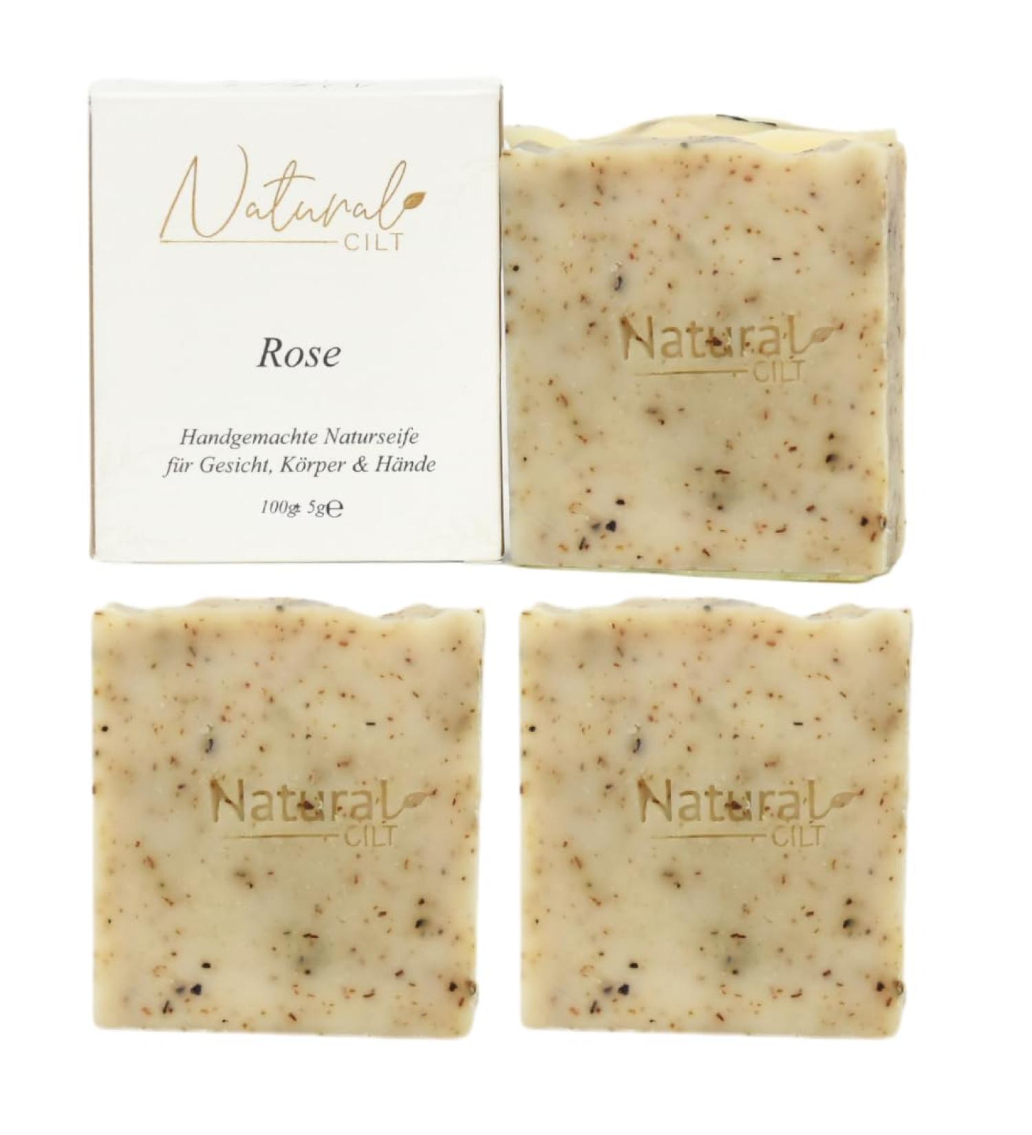 3x Natural Cilt Roses Soap - 100% Handmade Certifiied Natural Shower Soap for All Skin Types - Nourishing Rose Soap 100g (3-Pack) - No Questionable Ingredients - Buy Online on GoSupps.com