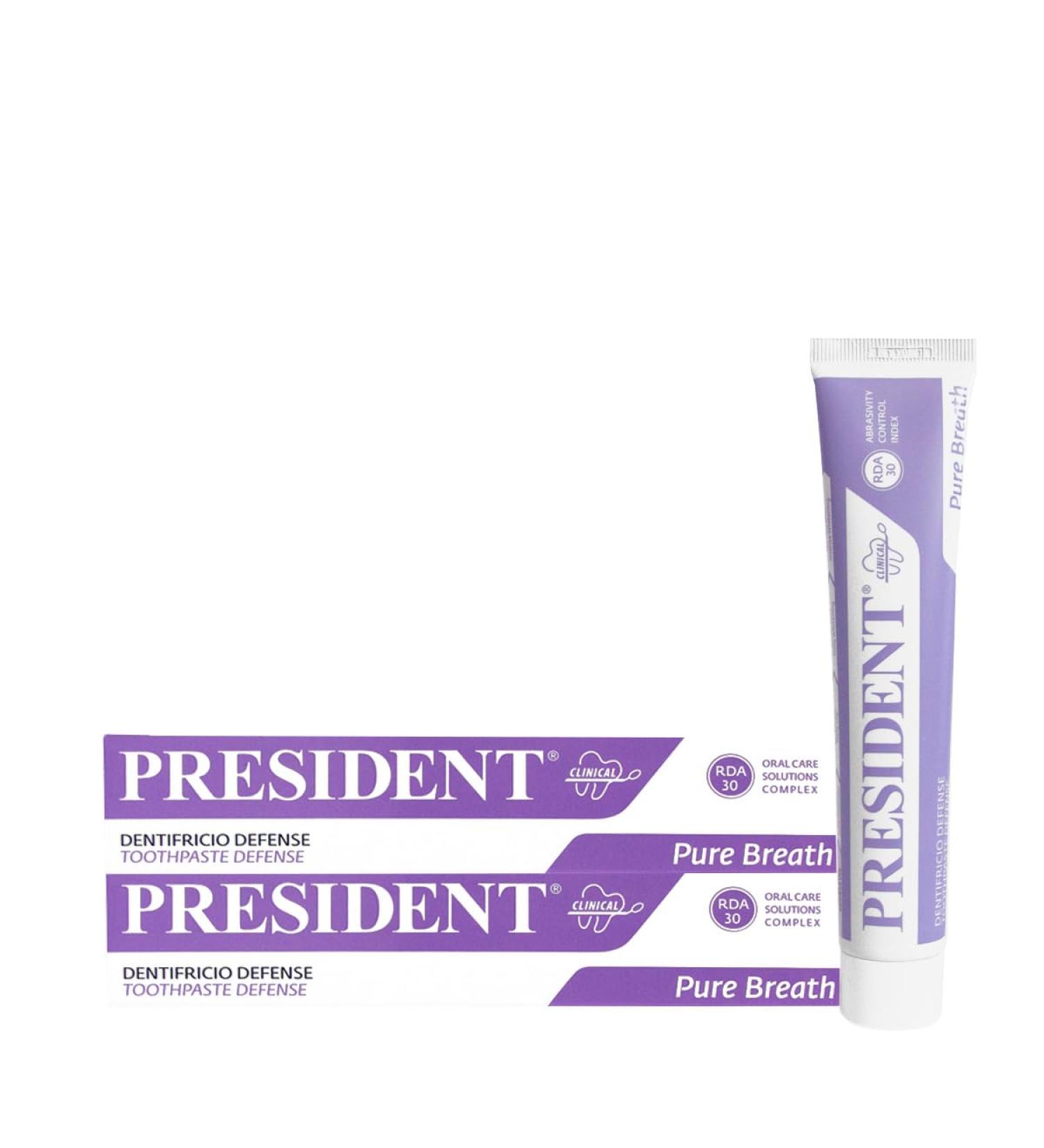 President set with 2 toothbrushes for plaque antibacterial against bad breath to combat bad breath and to maintain shock treatments with chlorhexidine RDA 30 2 x 75 ml