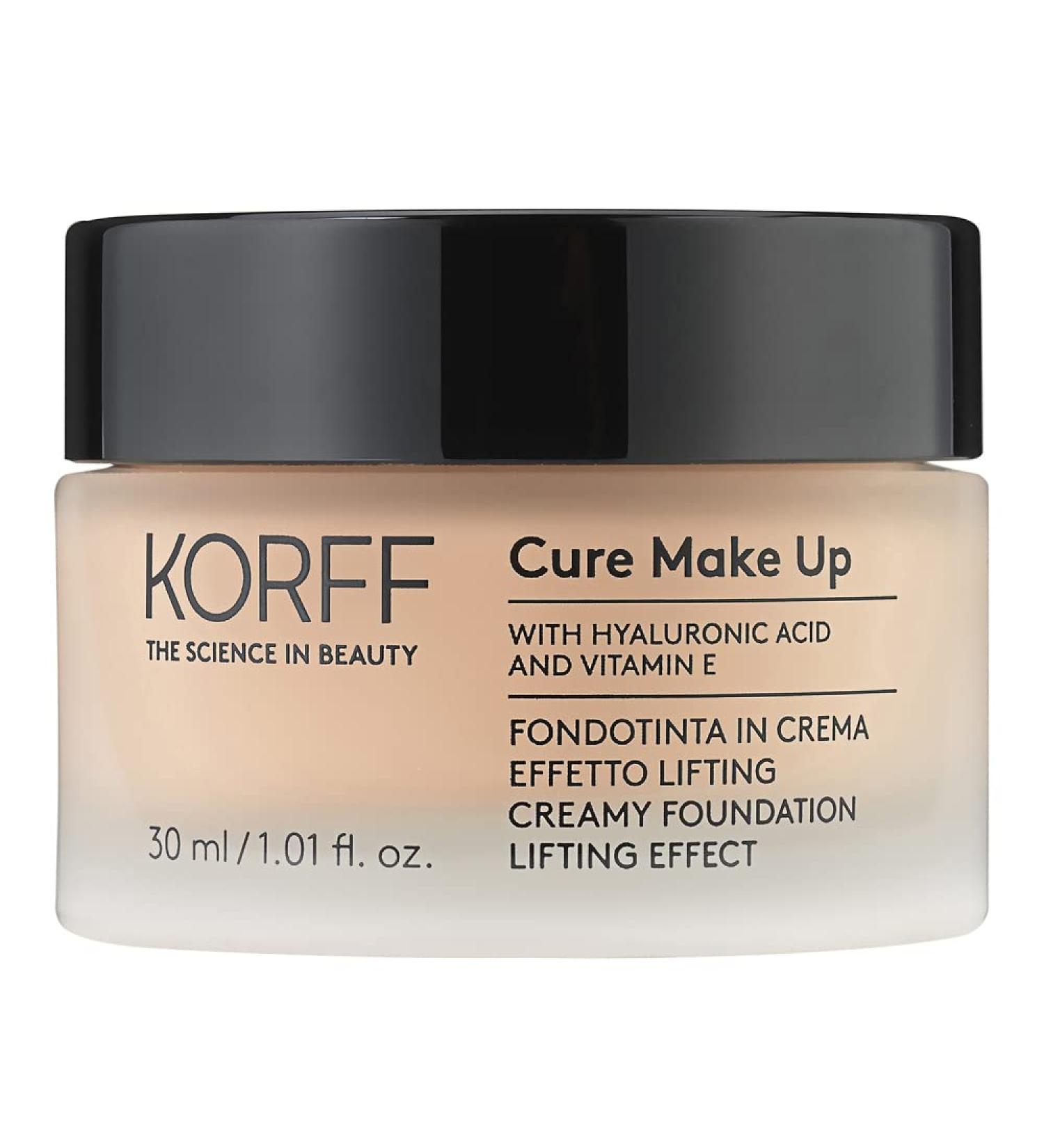 Korff Lifting Effect Cream Foundation Medium to High Coverage with Hyaluronic Acid and Vitamin E Melting and Creamy Texture Satin Finish 02 30ml - Buy Online on GoSupps.com
