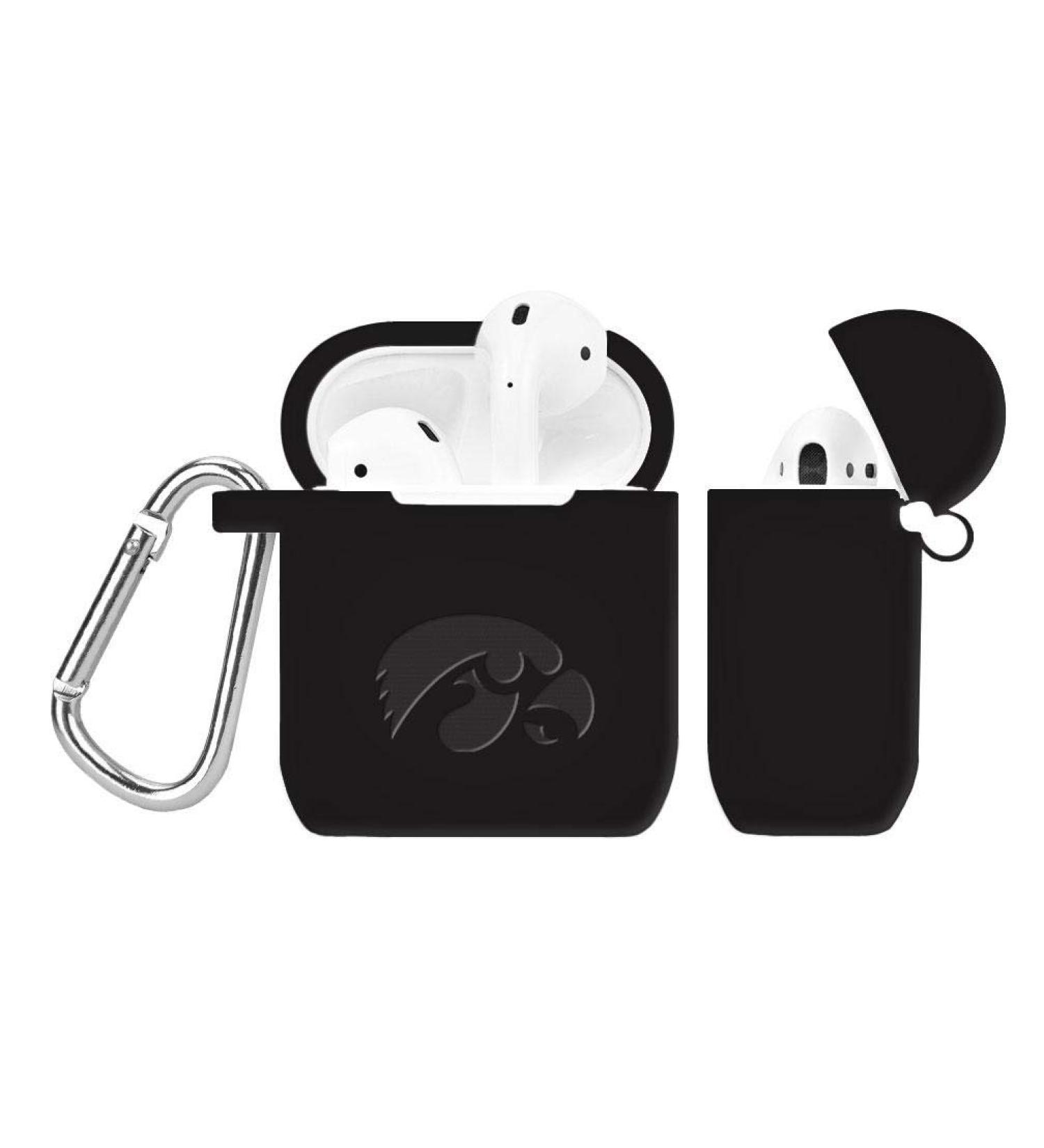 AFFINITY BANDS Iowa Hawkeyes Engraved Silicone Case Cover Compatible with Apple AirPods Gen 1 & 2 (Black)