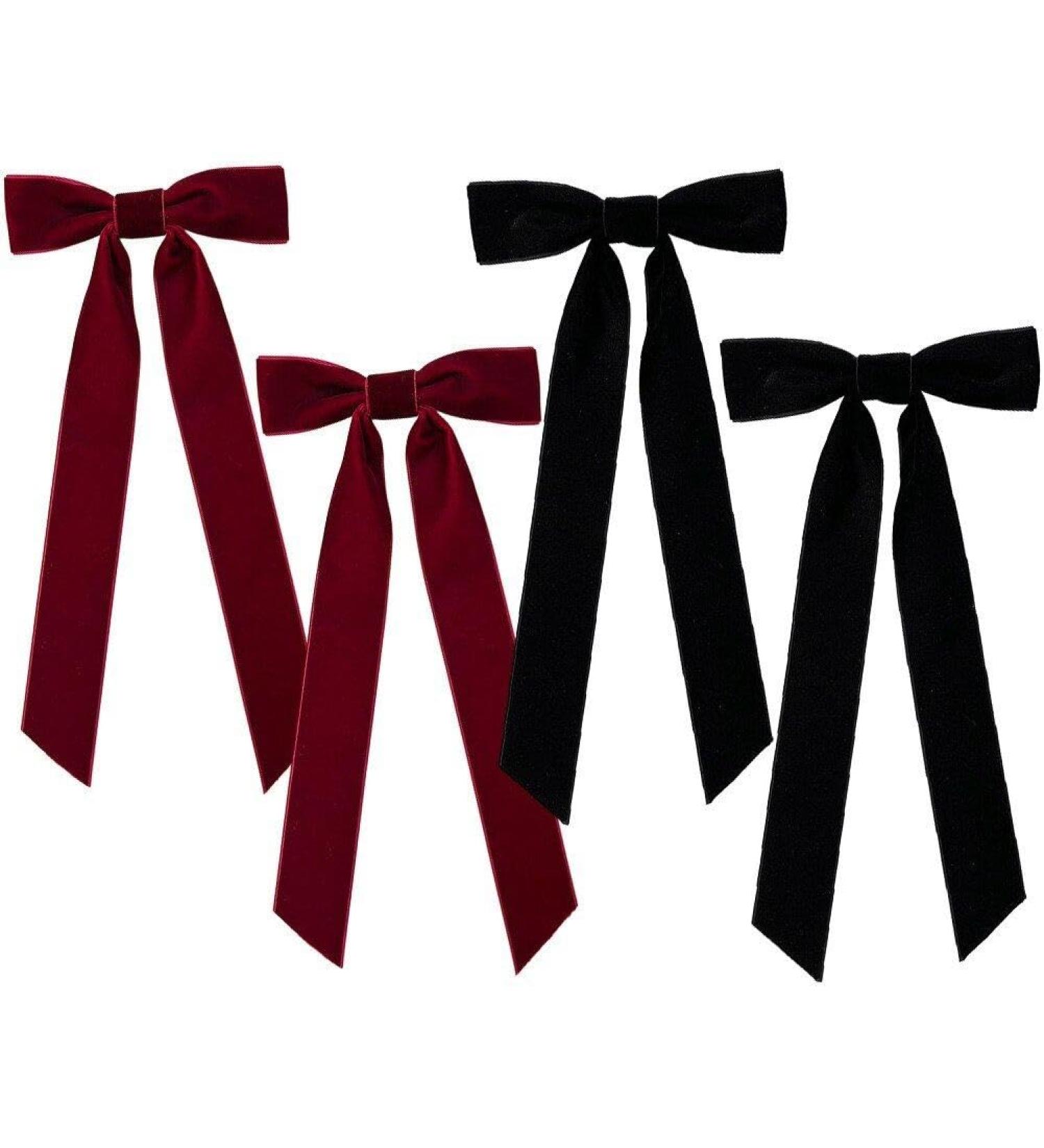4 Pcs Velvet Hair Bows Ribbon Hair Clip Hair Accessories Ponytail Holder Hair Bow Clips for Women Girls Toddlers Teens Kids - Buy Online on GoSupps.com