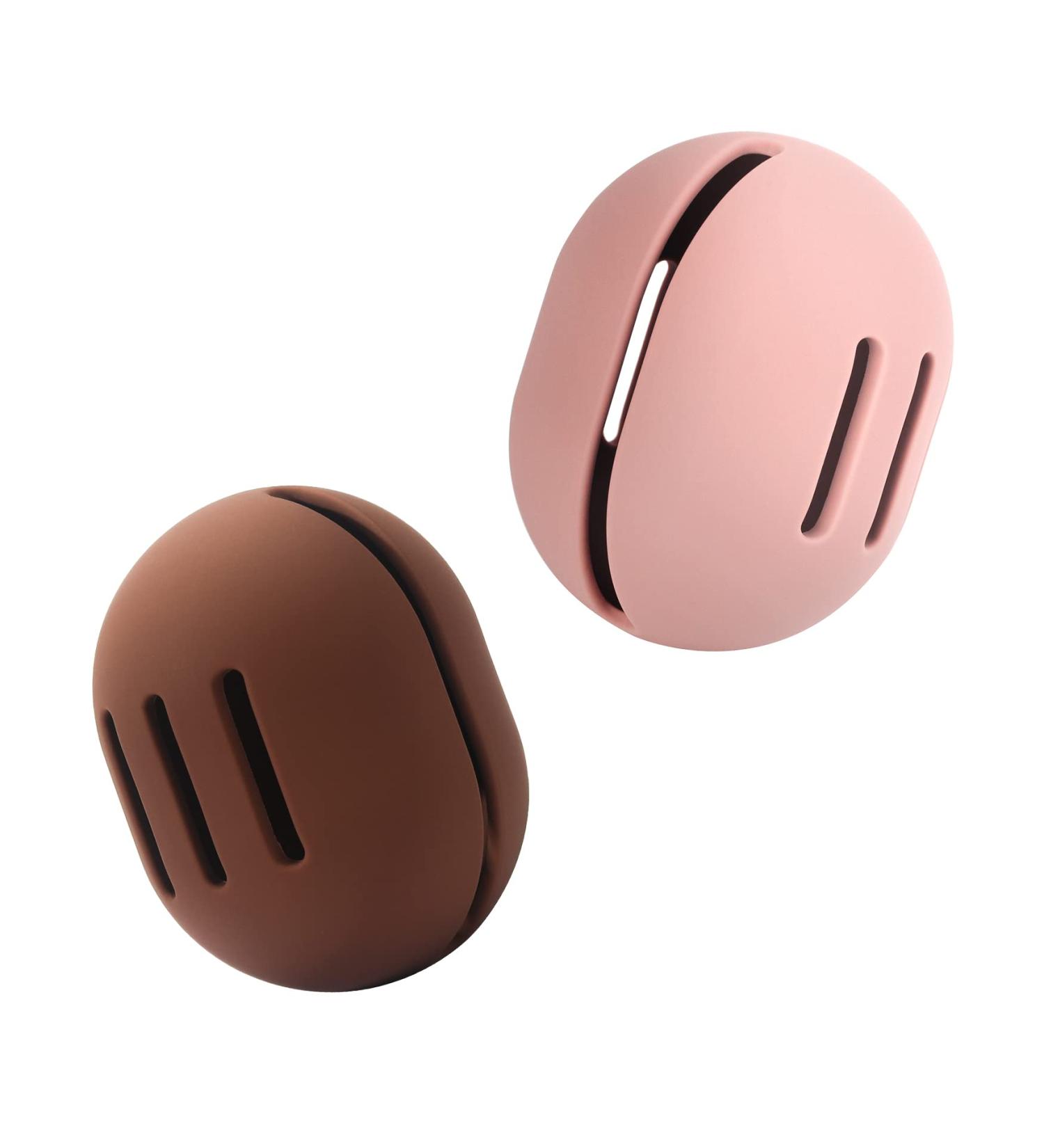 FERYES 2 PCS Makeup Sponge Holder - Silicone Beauty Blender Case for Travel - Pink & Brown - Ideal for International Shipping - Buy Online on GoSupps.com