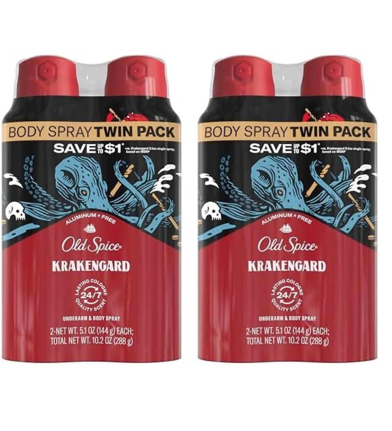Old Spice Aluminum Free Body Spray for Men Krakengard 5.1 Oz (Pack of 4) 5.1 Ounce (Pack of 4) - Buy Online on GoSupps.com