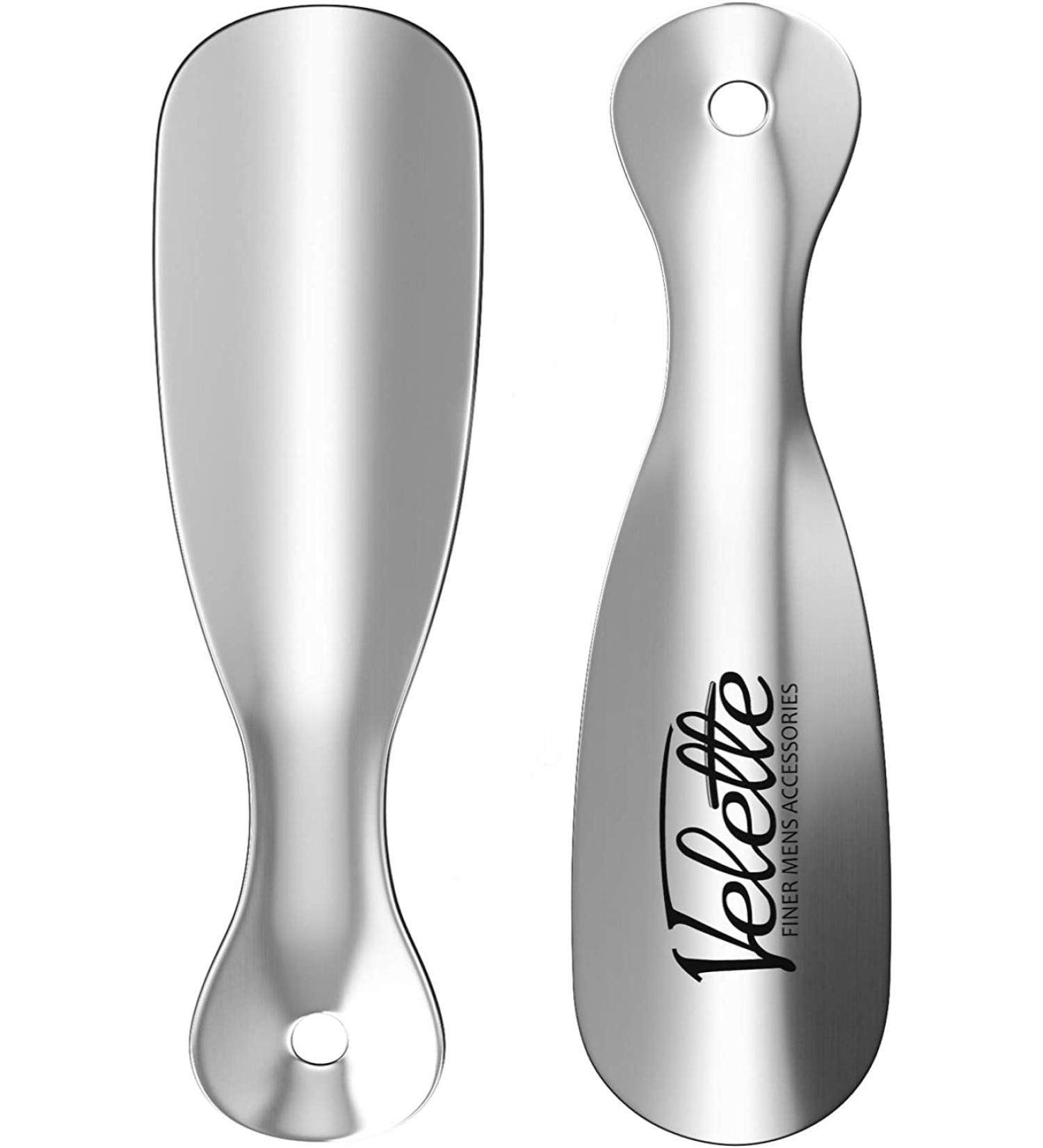 Velette Metal Shoe Horn 2 Pack - 7.5 Long Stainless Steel Shoe Helper - Silver | Top Quality Shoe Horns - Buy Online on GoSupps.com