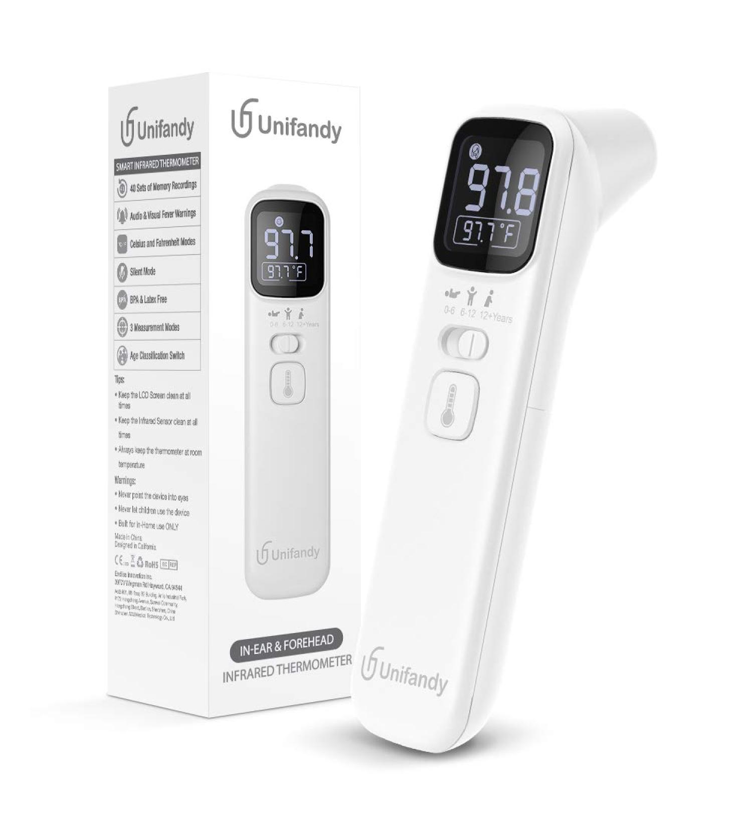 Unifandy 3-in-1 Infrared Thermometer: Ear & Forehead Digital Thermometer for Kids & Adults - Fast & Accurate! - Buy Online on GoSupps.com