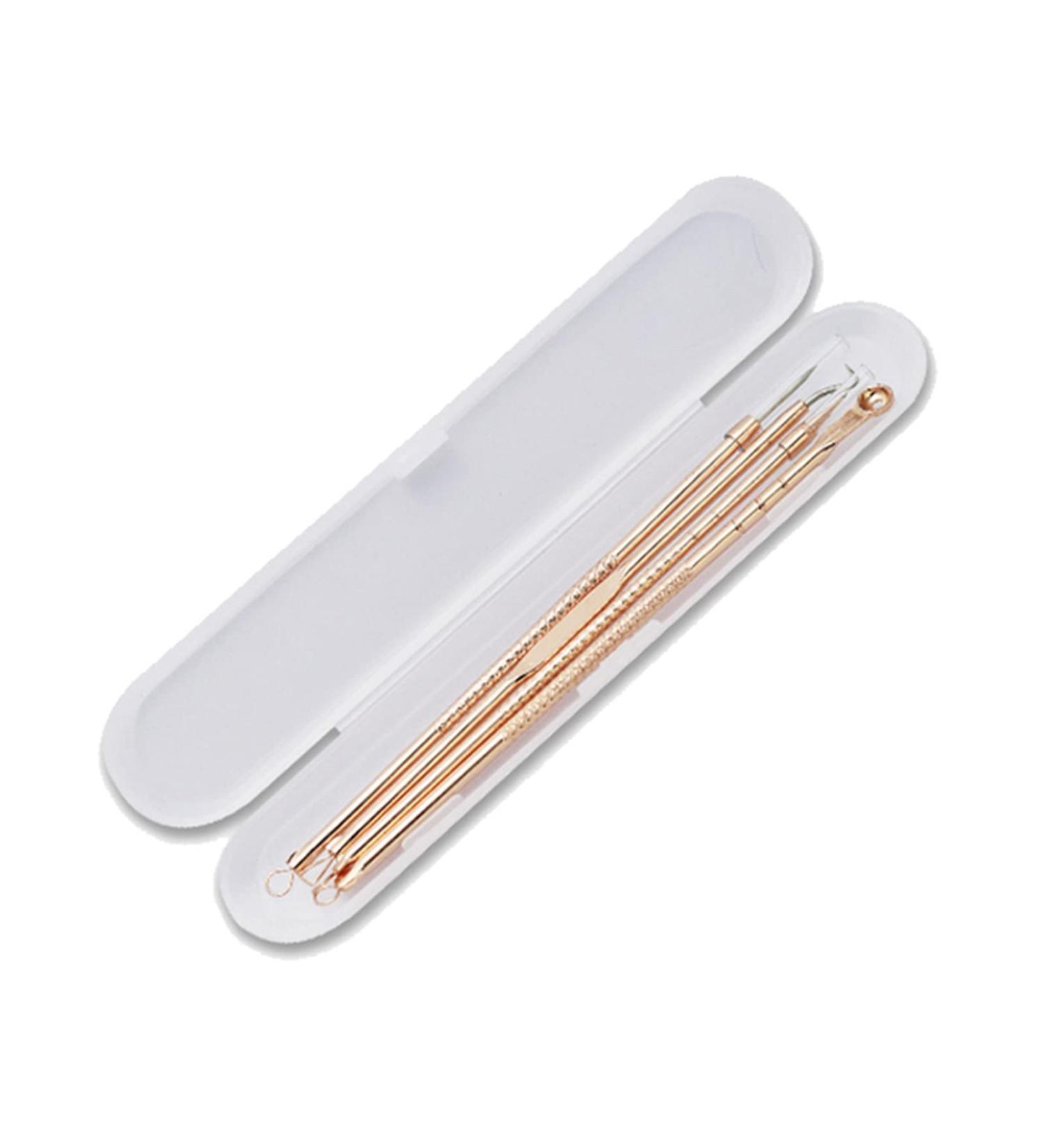 Rose Gold Acne Needle Set - 4-Piece Acne Removal Tool for Pimples Blackheads & Comedones - Buy Online on GoSupps.com
