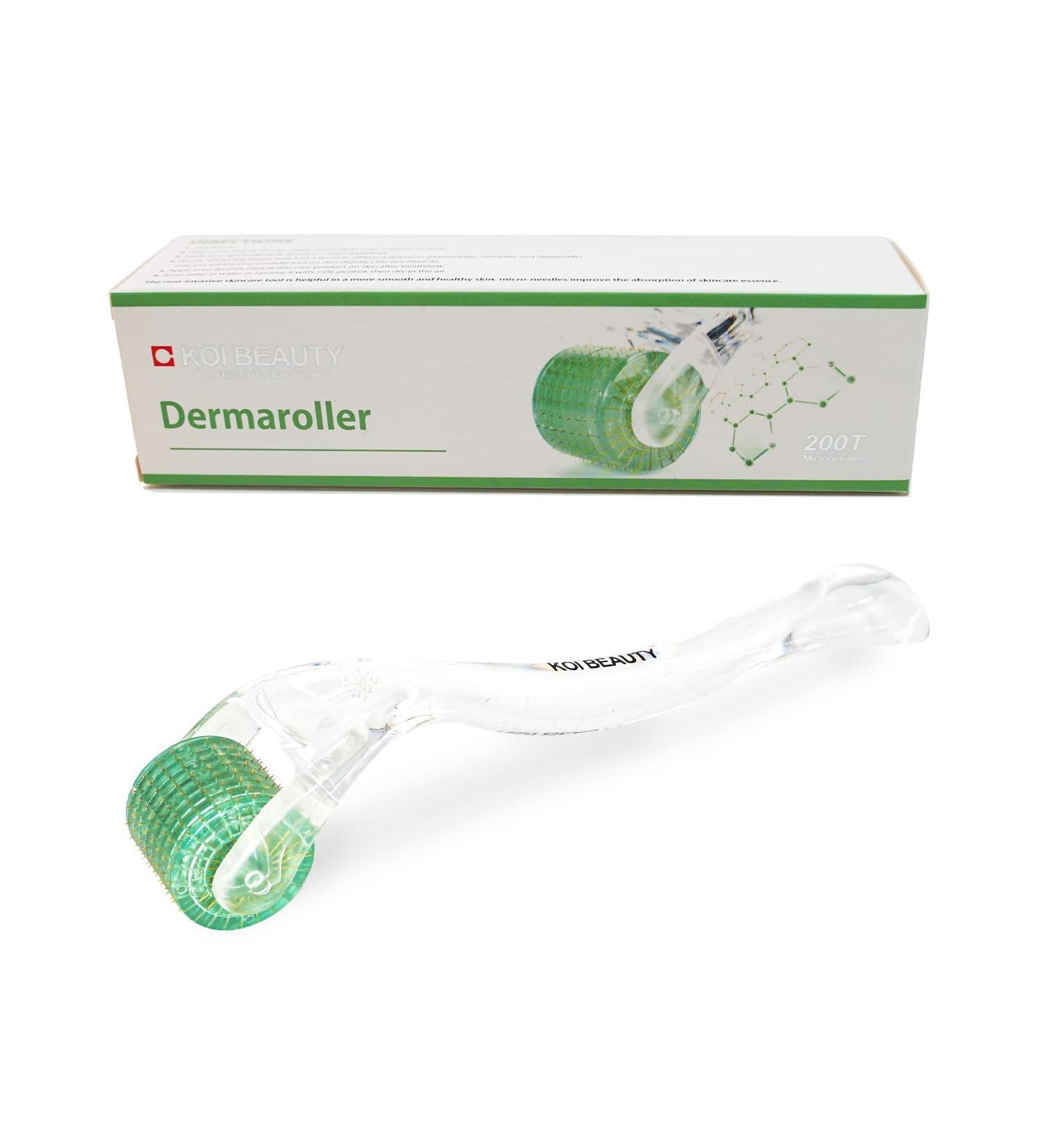 Koi Beauty Dermaroller 1.5mm - 200 Real Needles for Beard Growth Stretch Marks & Hair Growth | Professional Microneedling Roller for Face & Body - Buy Online on GoSupps.com