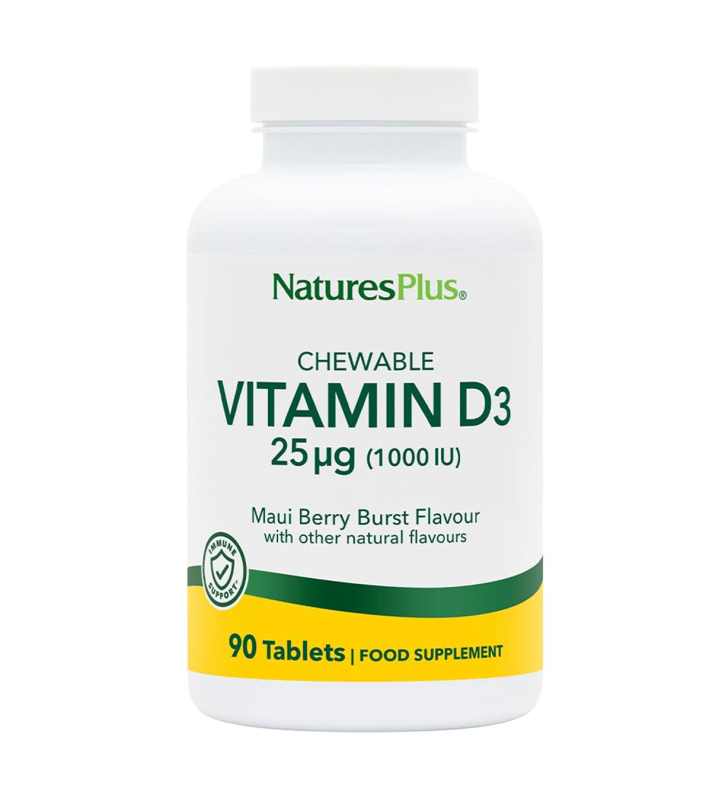 NATURES PLUS Vitamin D3 1000Iu Chew 90 CT - Buy Online on GoSupps.com