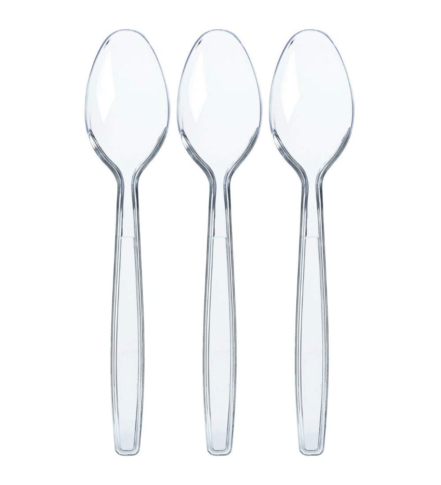 300 Clear Plastic Spoons | Heavy Duty Plastic Silverware | Disposable Spoons | Fancy Plastic Cutlery | Clear Plastic Silverware Bulk | Nice Disposable Flatware - Buy Online on GoSupps.com