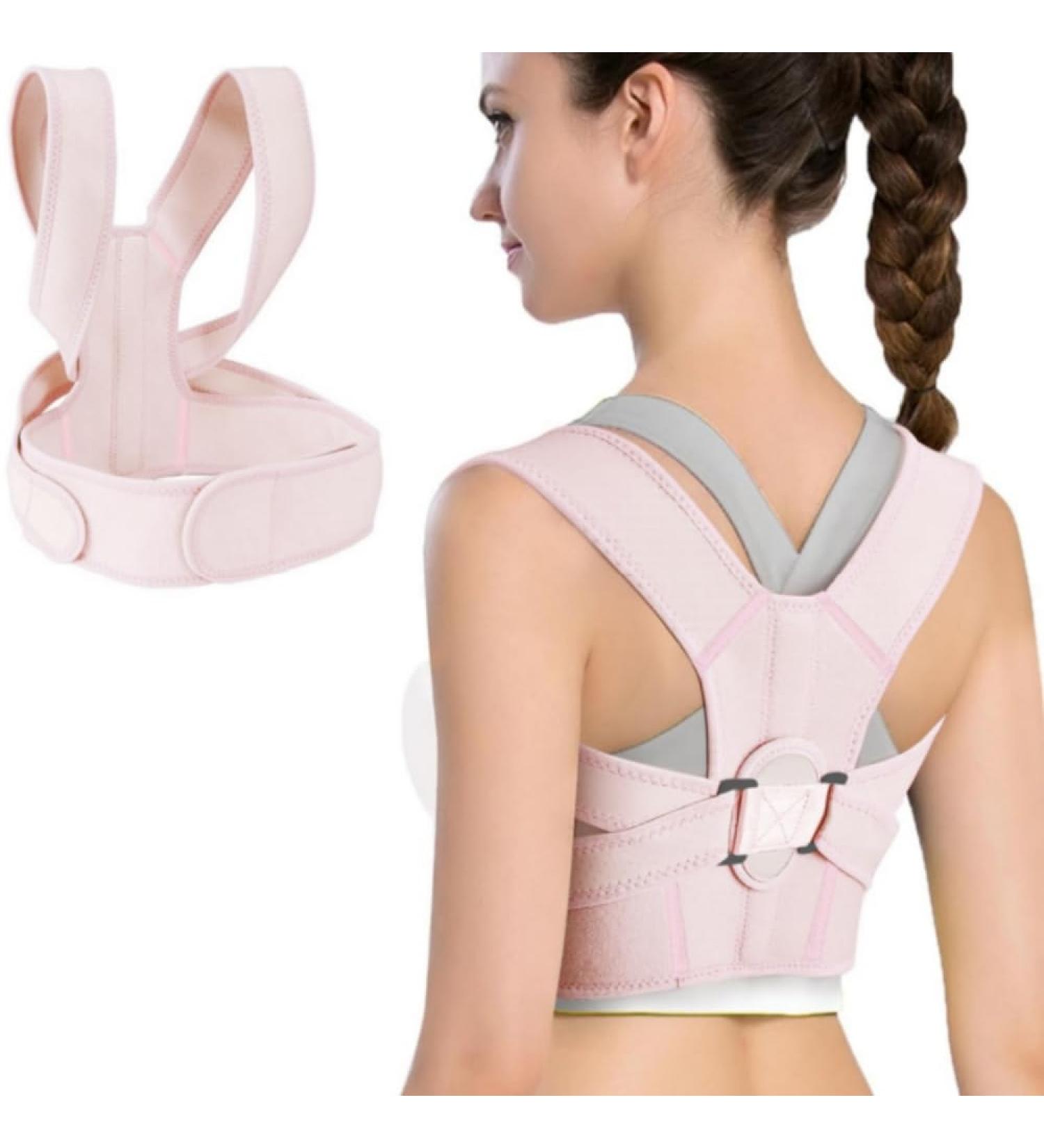 Posture Corrector for Men and Women Adjustable Upper Back Support Adjustable Spinal Posture Correction Belt X-Small Pink - Buy Online on GoSupps.com