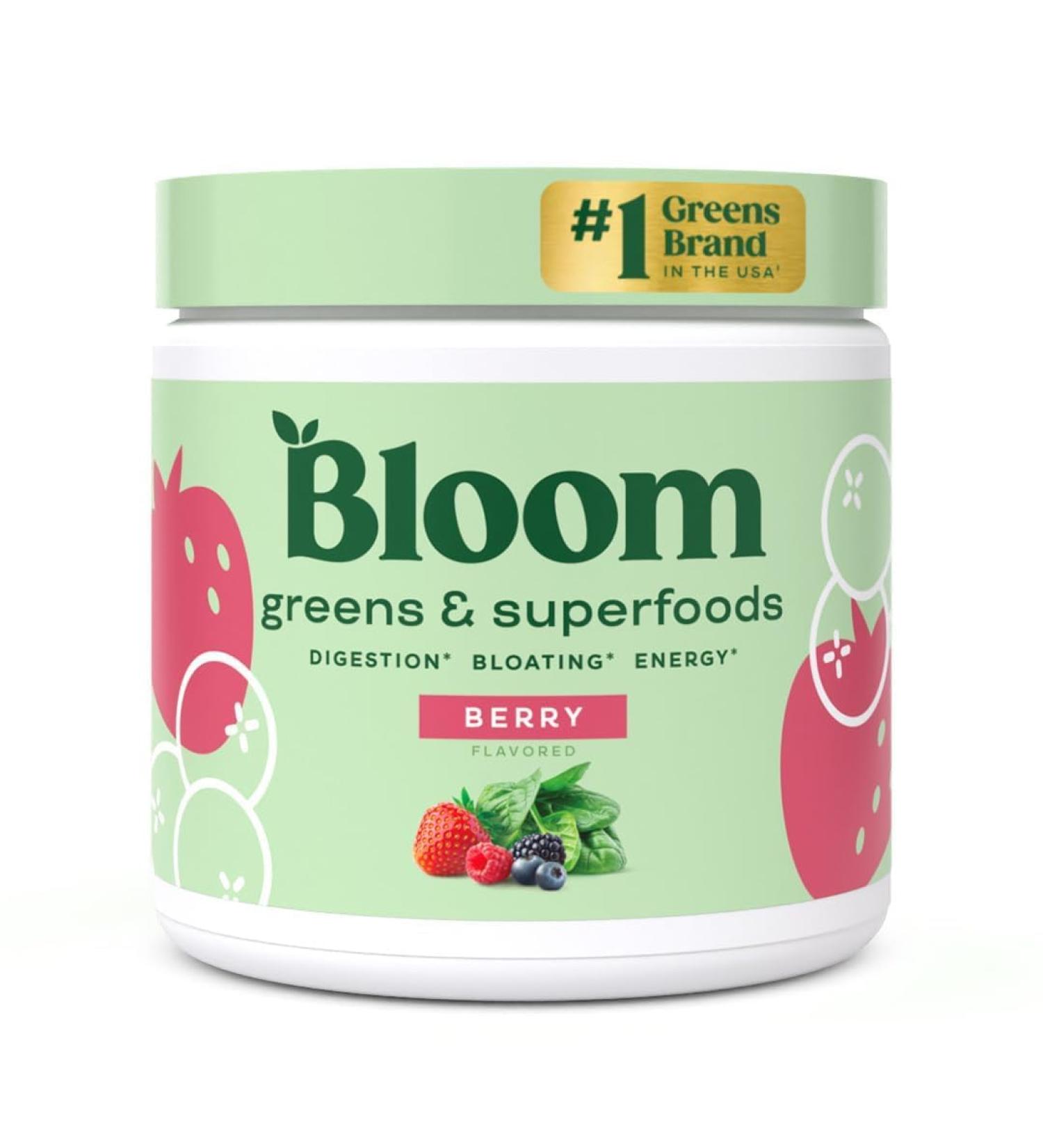 Bloom Nutrition Super Greens Powder Smoothie & Juice Mix - Probiotics for Digestive Gut Health & Bloating Relief for Women Digestive Enzymes with Superfoods Spirulina & Chlorella (Berry) - Buy Online on GoSupps.com