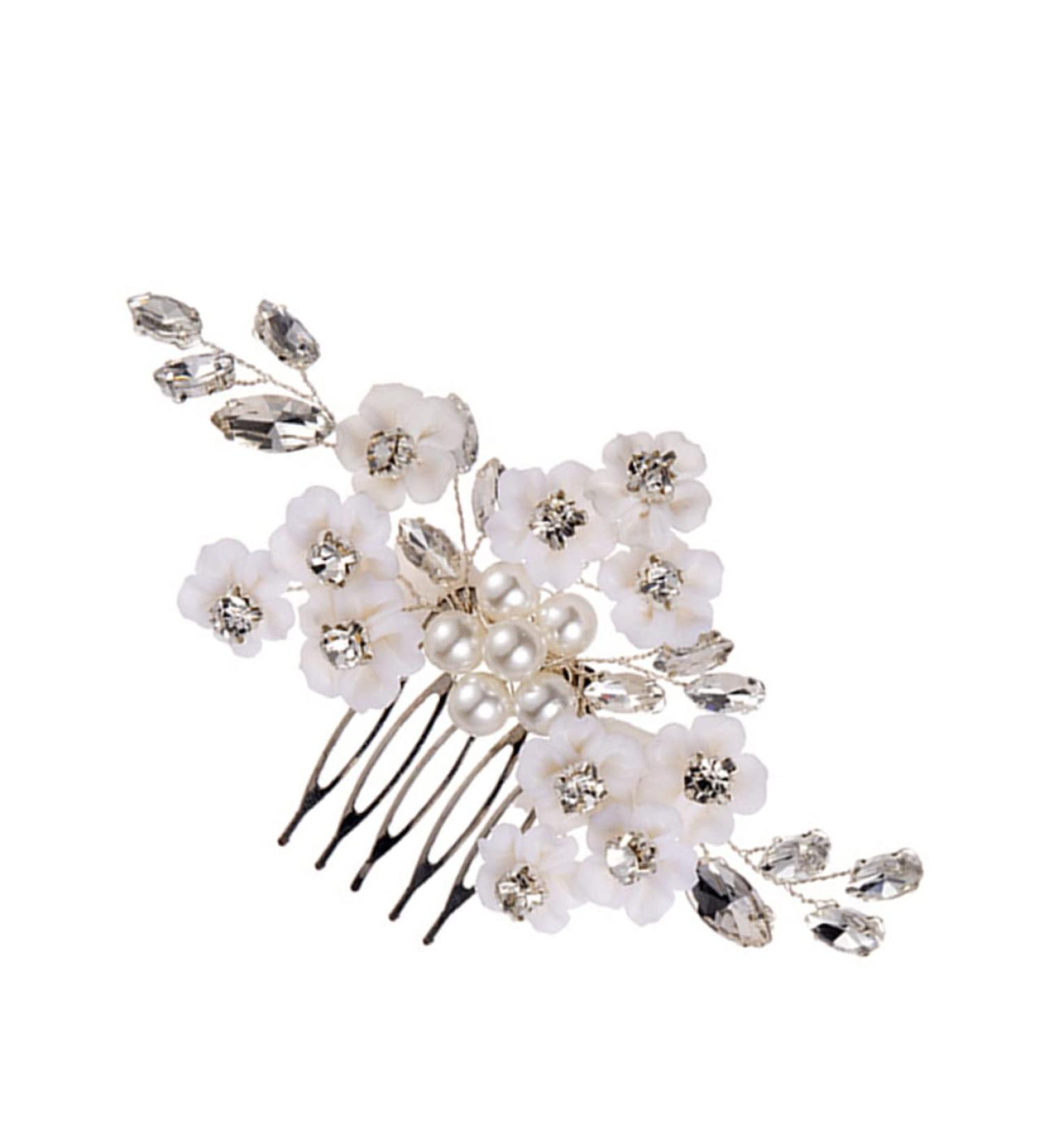 DOITOOL Bridal Comb Bridal Hair Combs Hair Accessories Flower Hair Clip Hair Combs for Women Hair Combs Pin Wedding Hair Comb Pearl Bride White Soft Pottery Flower Polymer Clay - Buy Online on GoSupps.com
