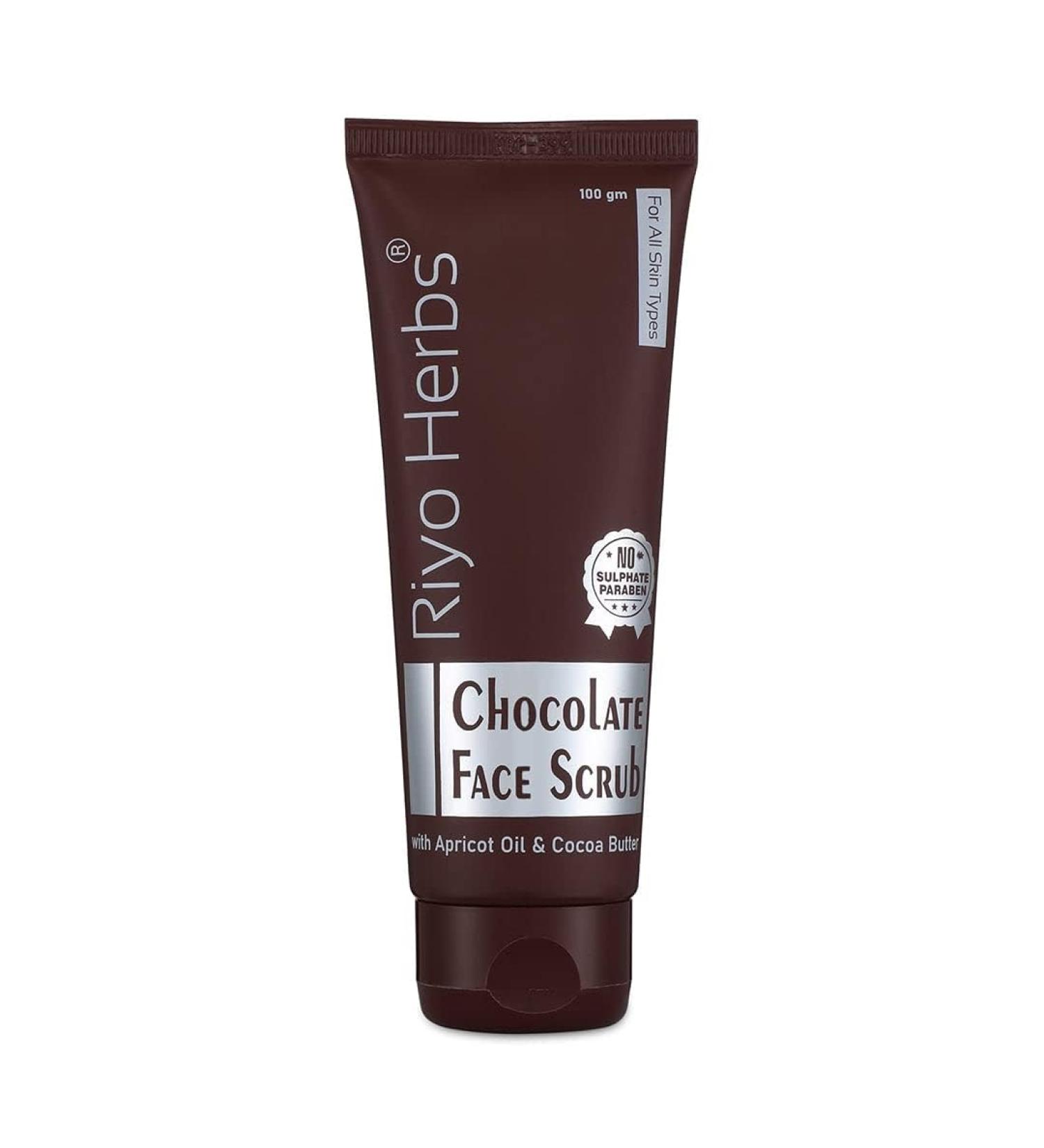 Chocolate Face Scrub with Cocoa Butter - Diminish Dark Spots Reduce Puffiness & Unclog Pores - 100g - Buy Online on GoSupps.com