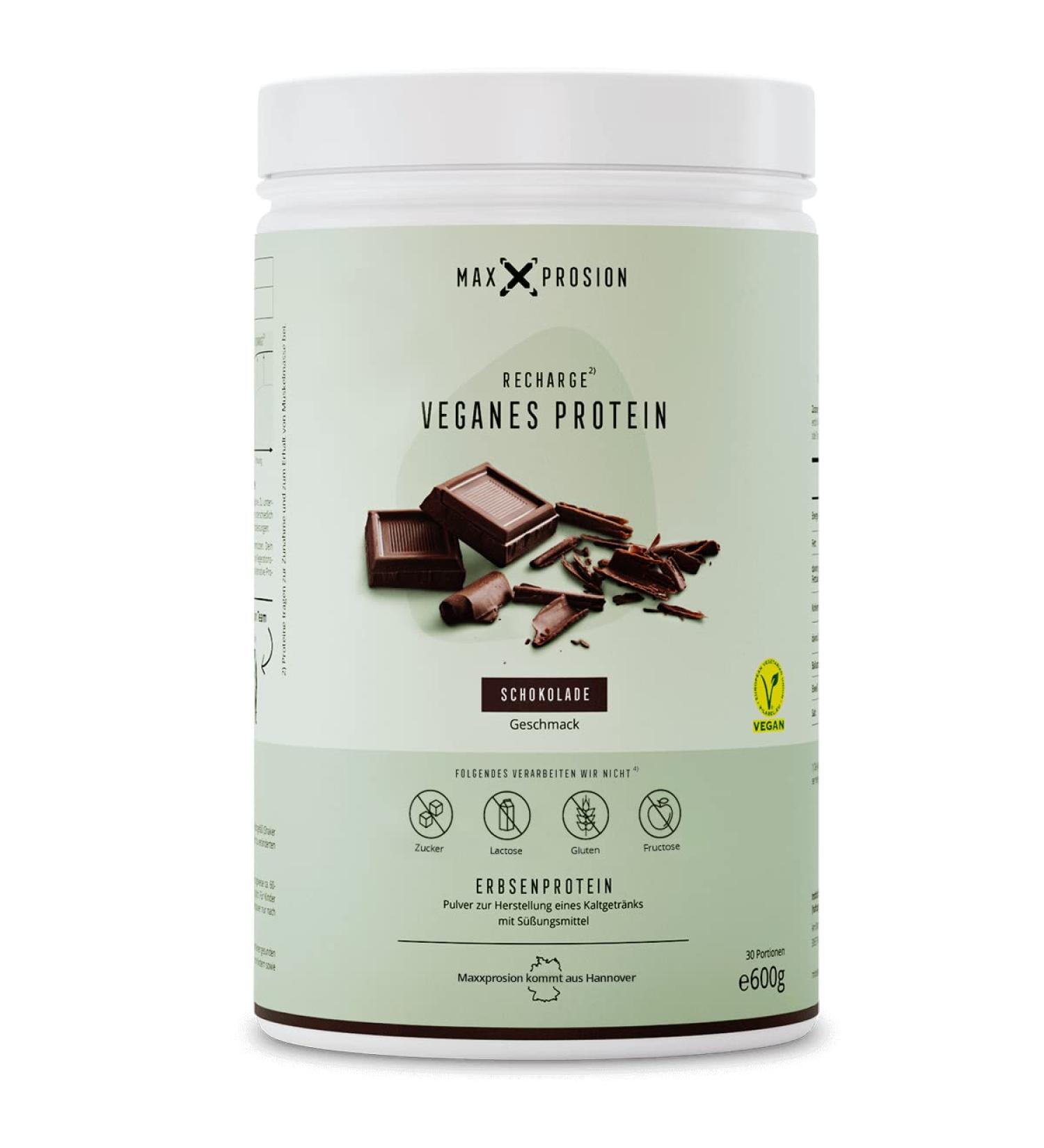 RECHARGE Vegan Protein Isolate with BCAA - 79% Protein Powder from Peas Chocolate Flavor 600g | International Shipping Available - Buy Online on GoSupps.com