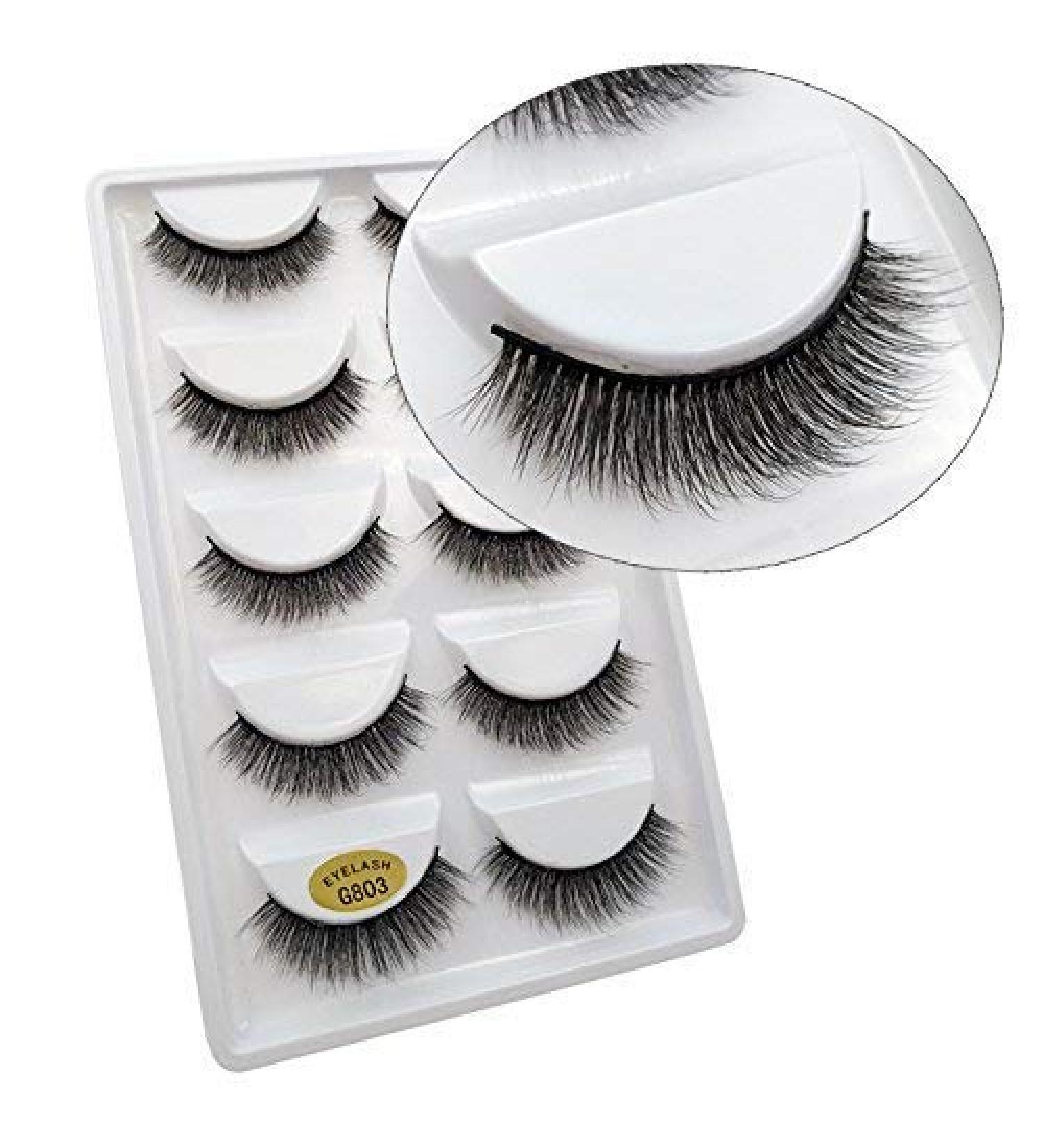 5 Pairs Long 3D False Eyelashes - Natural Look Black Eyelash Extensions for Stunning Makeup | G803 - Buy Online on GoSupps.com