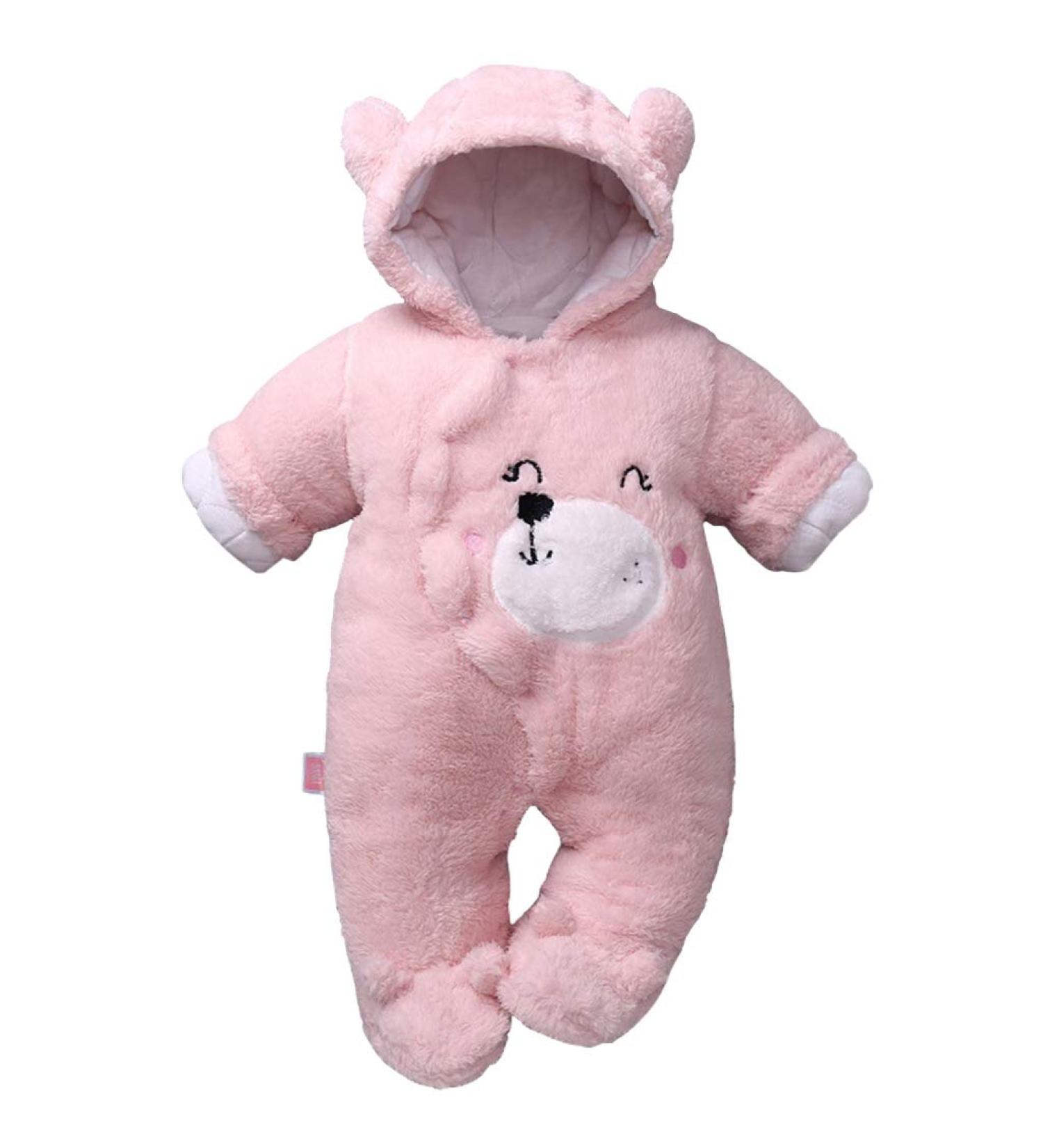 JiAmy Baby Hooded Romper Winter Jumpsuit Flannel Outfit Pink 6-9 Months - Buy Online on GoSupps.com