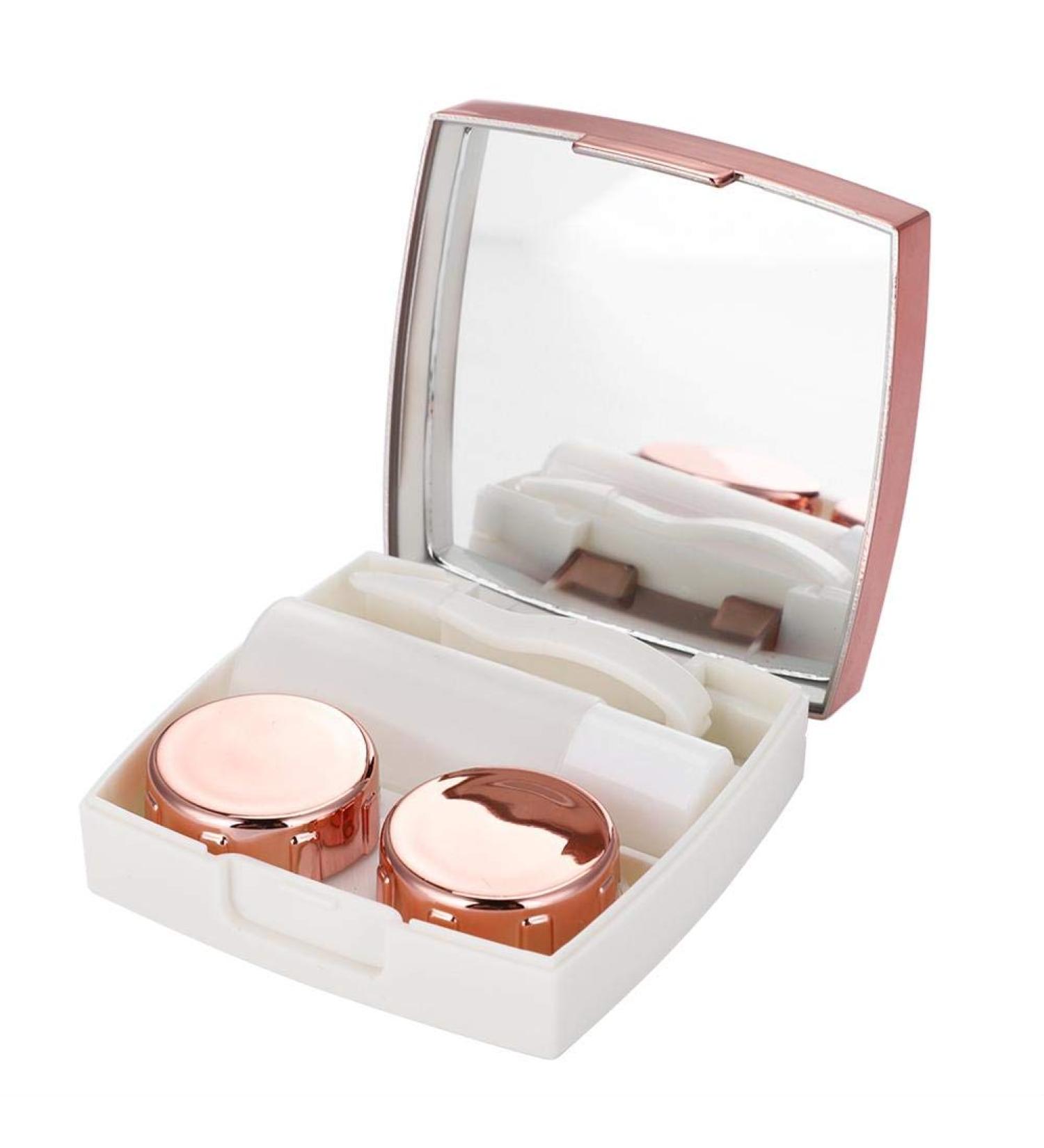 Portable Contact Lens Container Box with Mirror Tweezers & Cleaning Holder - Travel Kit in Pink | Ideal for International Shipping - Buy Online on GoSupps.com