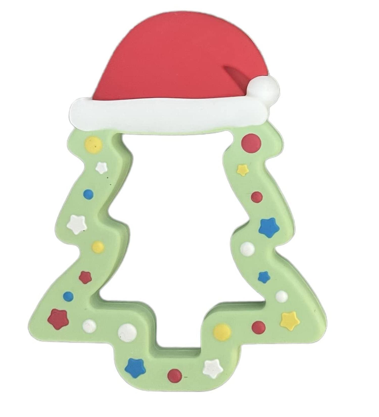 Christmas Holiday Soft Silicone Teethers for Baby BPA Free and Food Grade - Christmas Tree Star Santa Rudolph Reindeer Teether Toy (Christmas Tree)