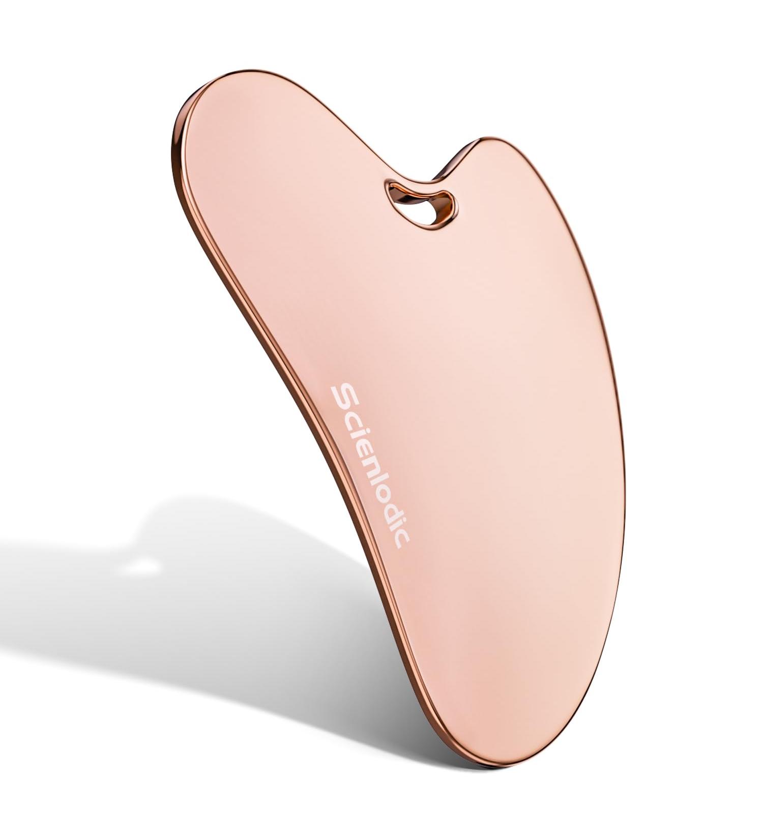 Scienlodic Stainless Steel Gua Sha Tool - Rose Gold Facial Massage for Jawline & Body | Perfect Skin Care Gift - Buy Online on GoSupps.com